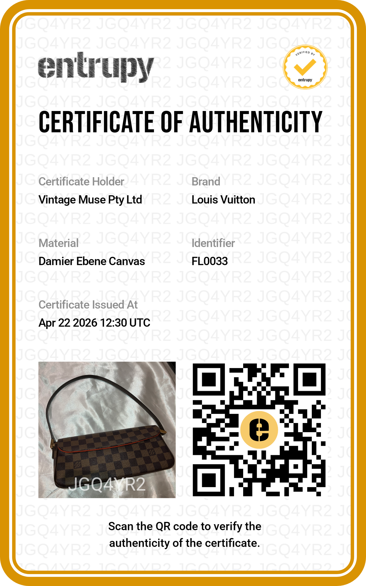 Pre-loved Louis Vuitton Damier Ebene Recoleta Shoulder Bag 2003