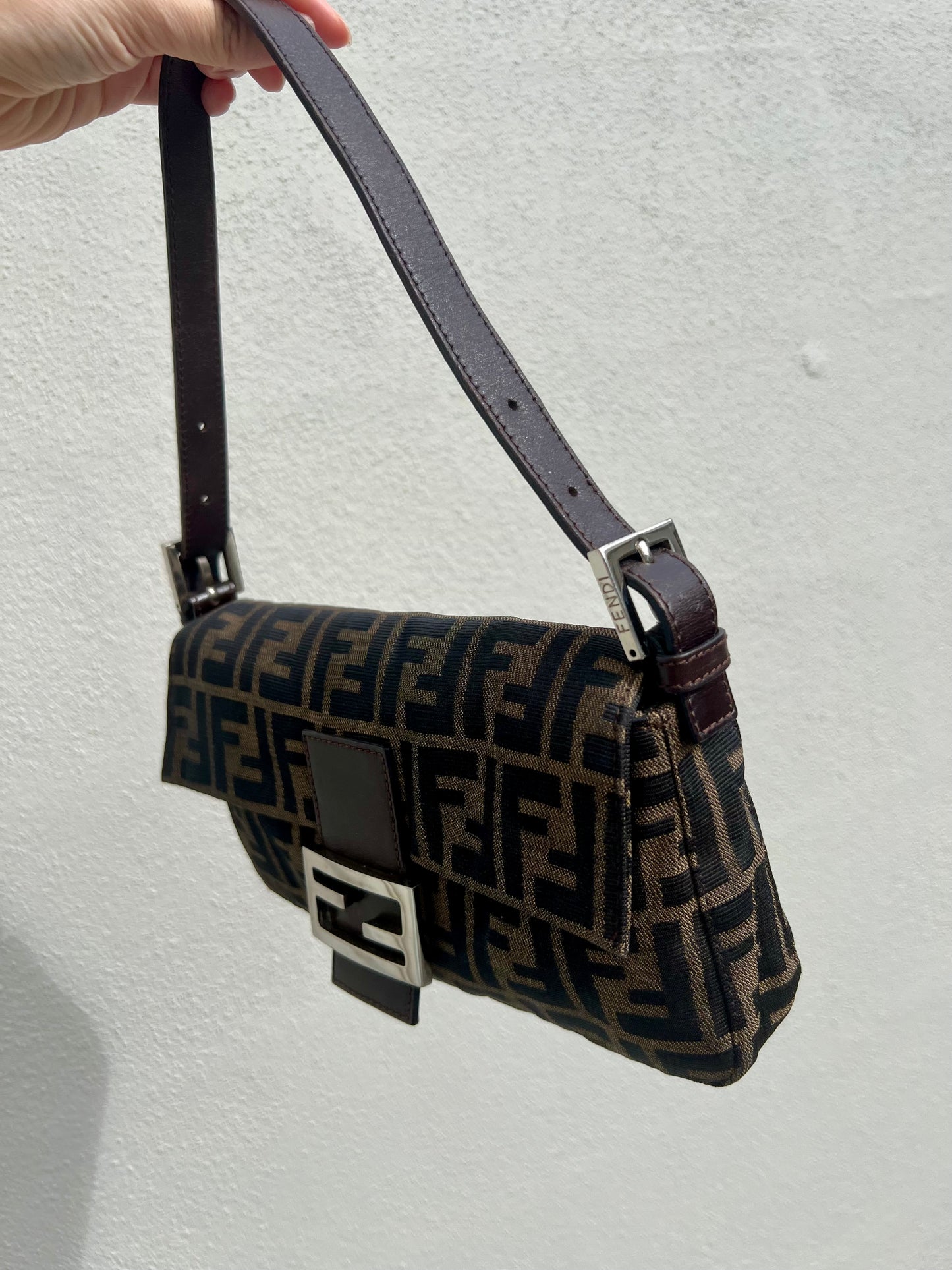 Pre-loved Fendi Vintage Zucca Baguette Handbag