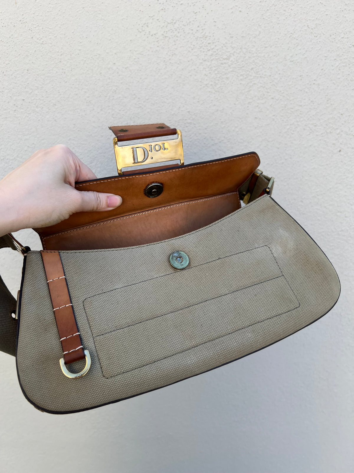 Pre-loved Christian Dior By John Galliano Green Canvas for Columbus Street Chic Shoulder Bag 2002