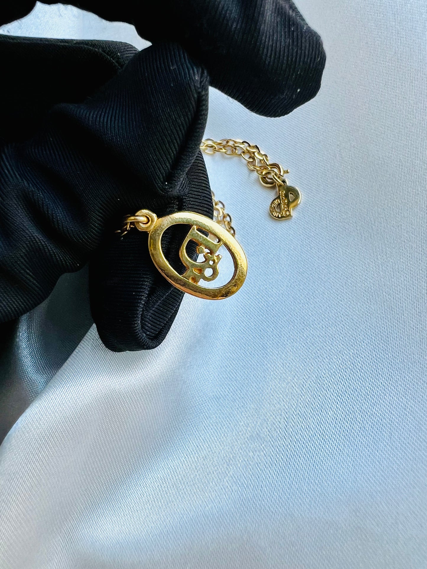 Pre-loved Christian Dior Logo Necklace Gold 80s