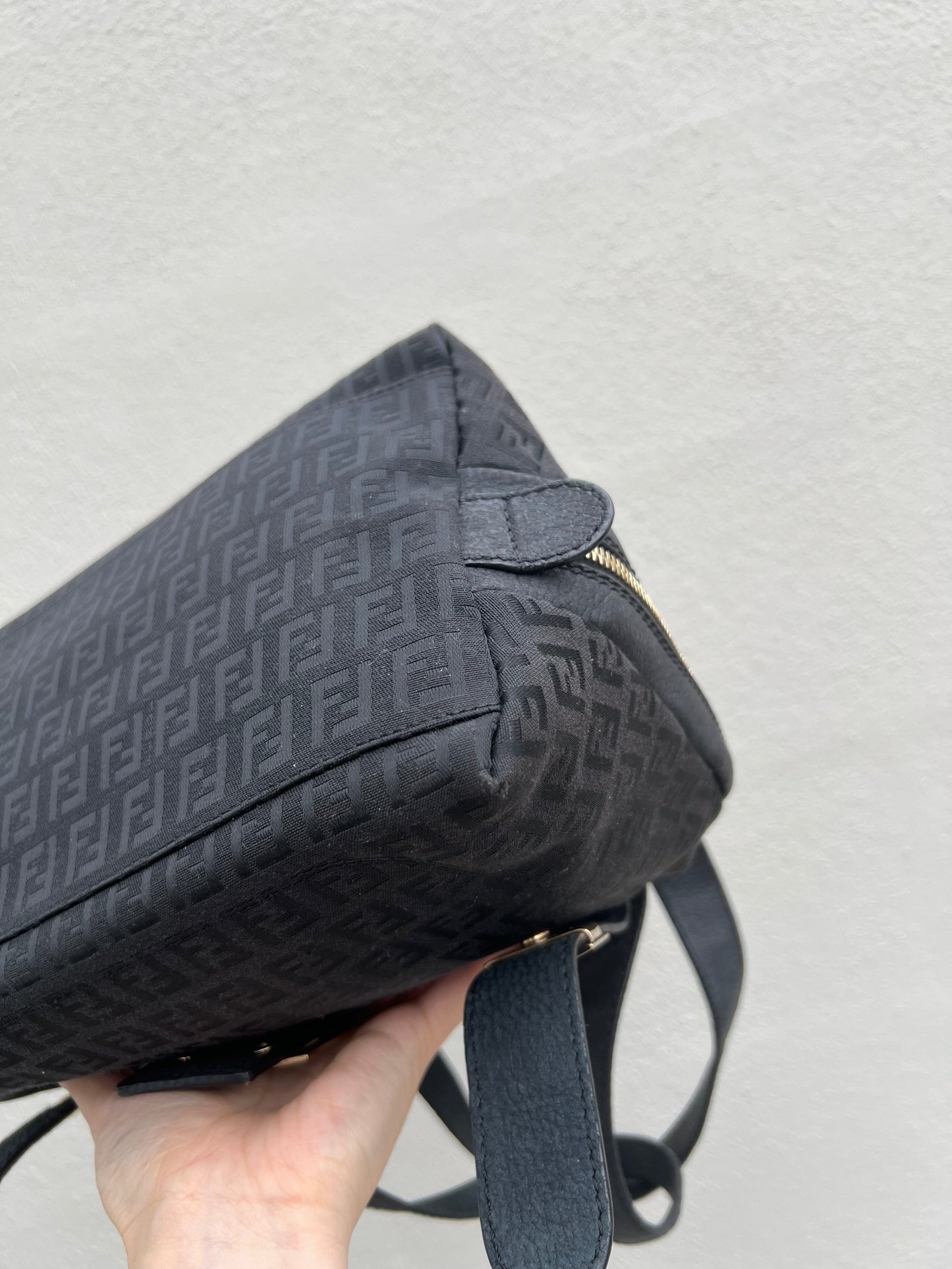 Pre-loved Fendi Baguette Mulitpocket Black Canvas and Leather Shoulder Bag