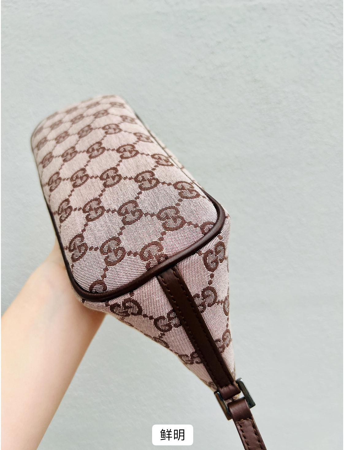 Pre-loved Gucci vintage GG Canvas Boat Baguette Bag Brown