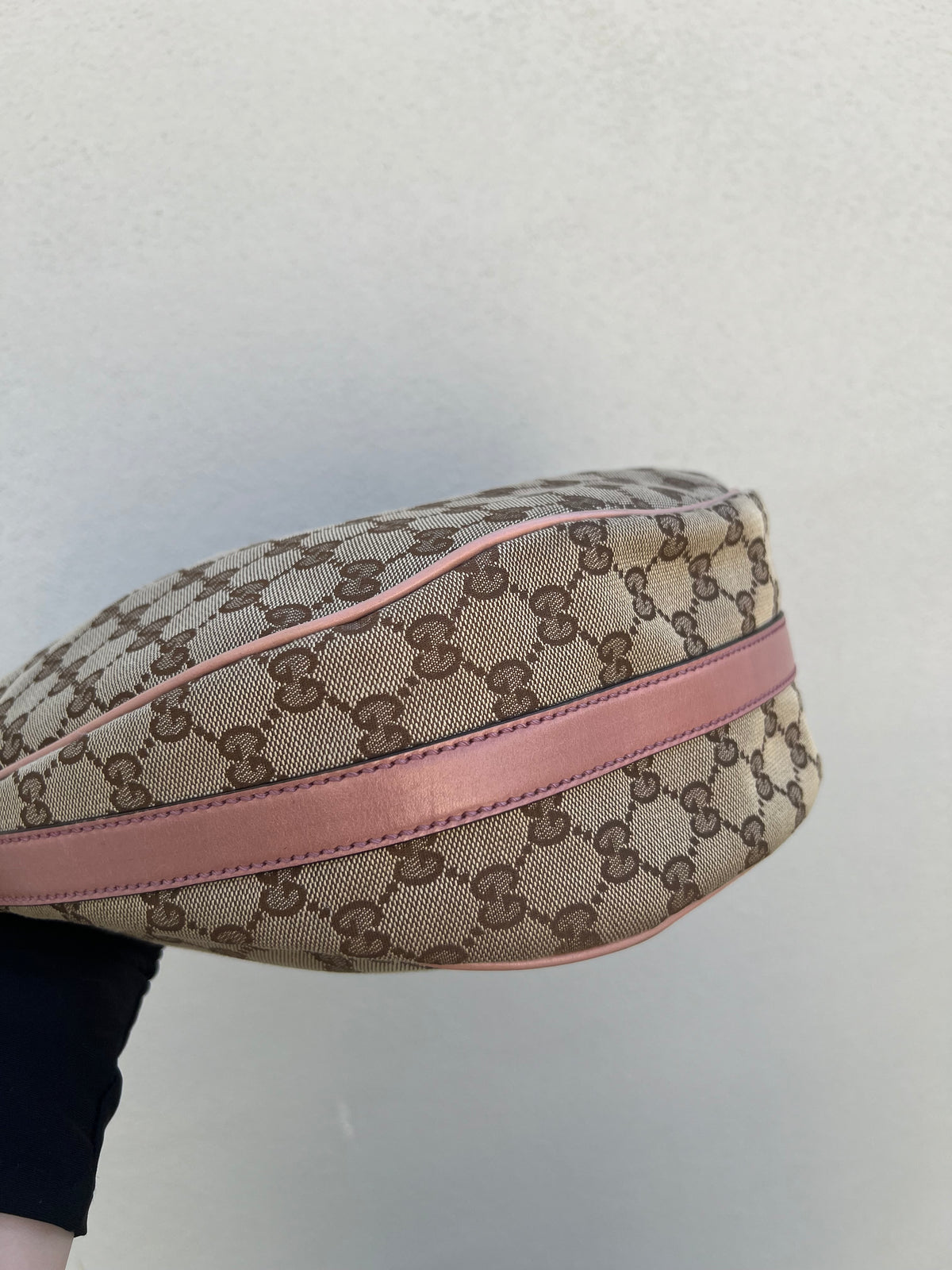 Pre-loved Gucci Beige/Pink GG Canvas Twins Medium Hobo Bag