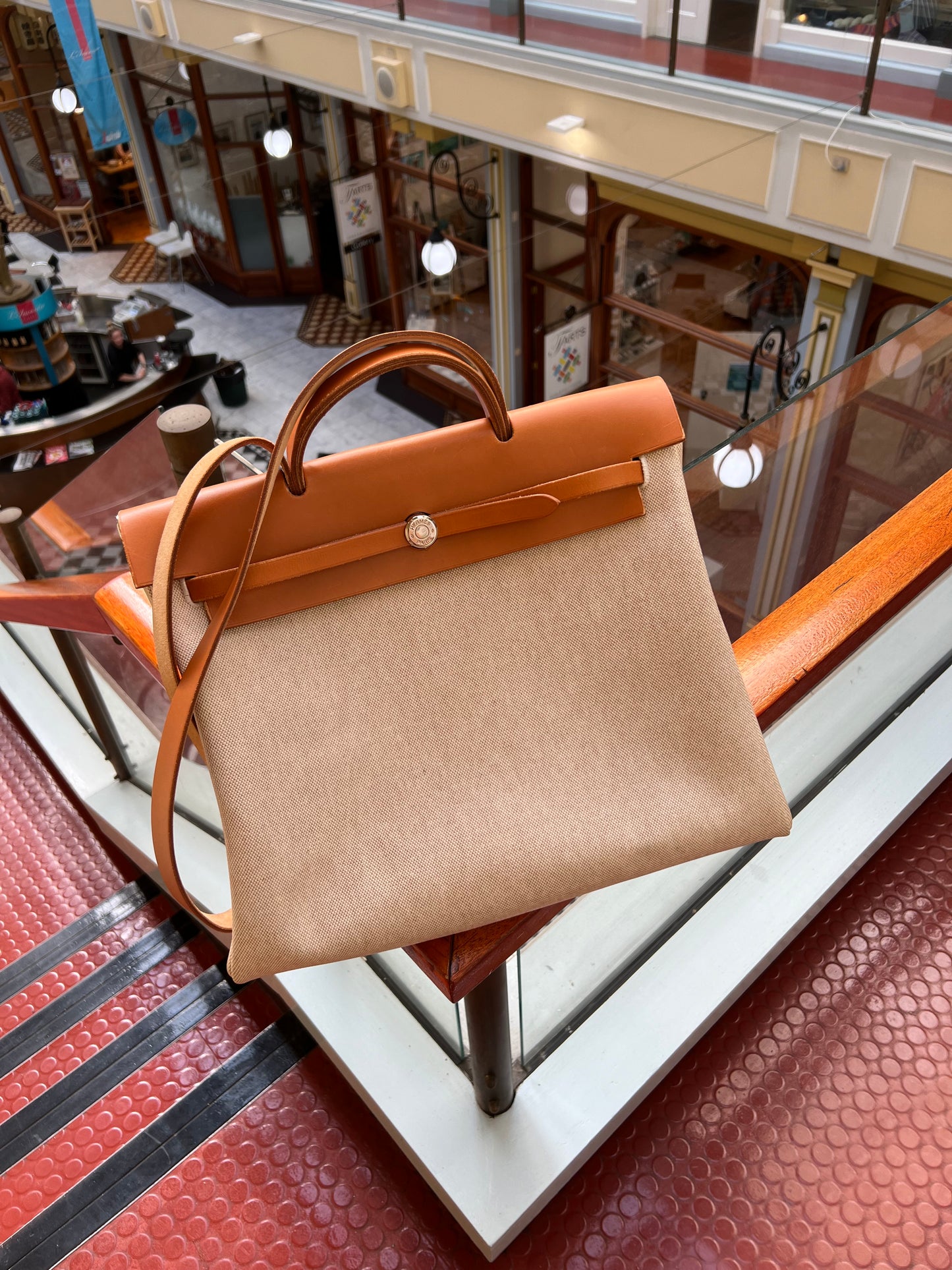 Pre-loved Hermès Vintage Herbag Crossbody Bag Beige 1998