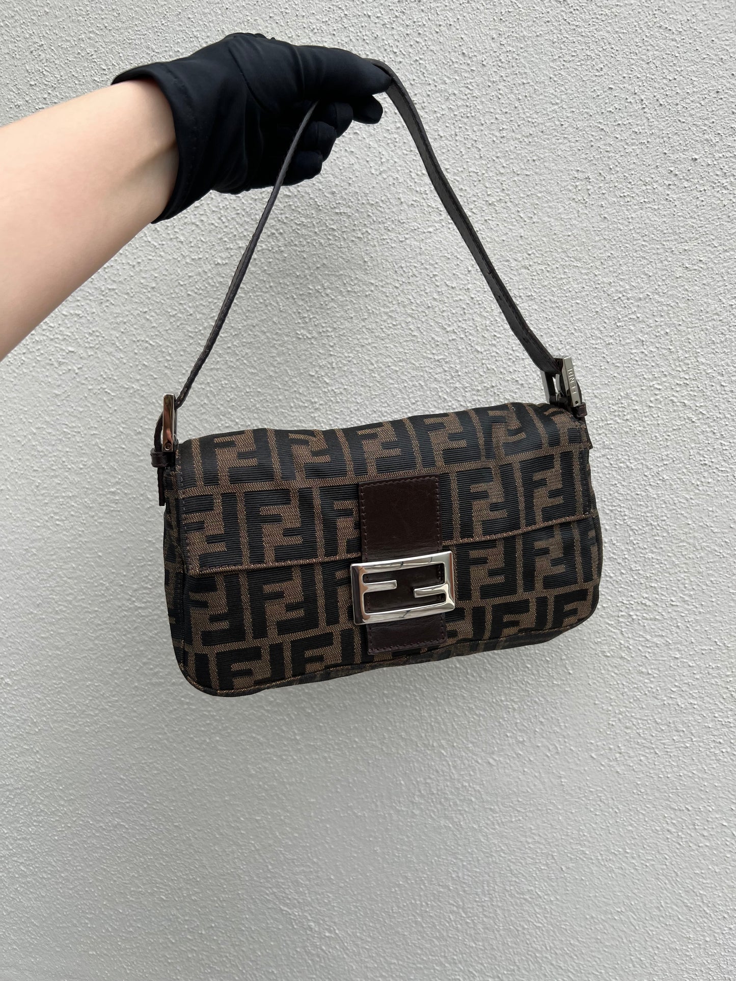 Pre-loved Fendi Vintage Zucca Baguette Handbag