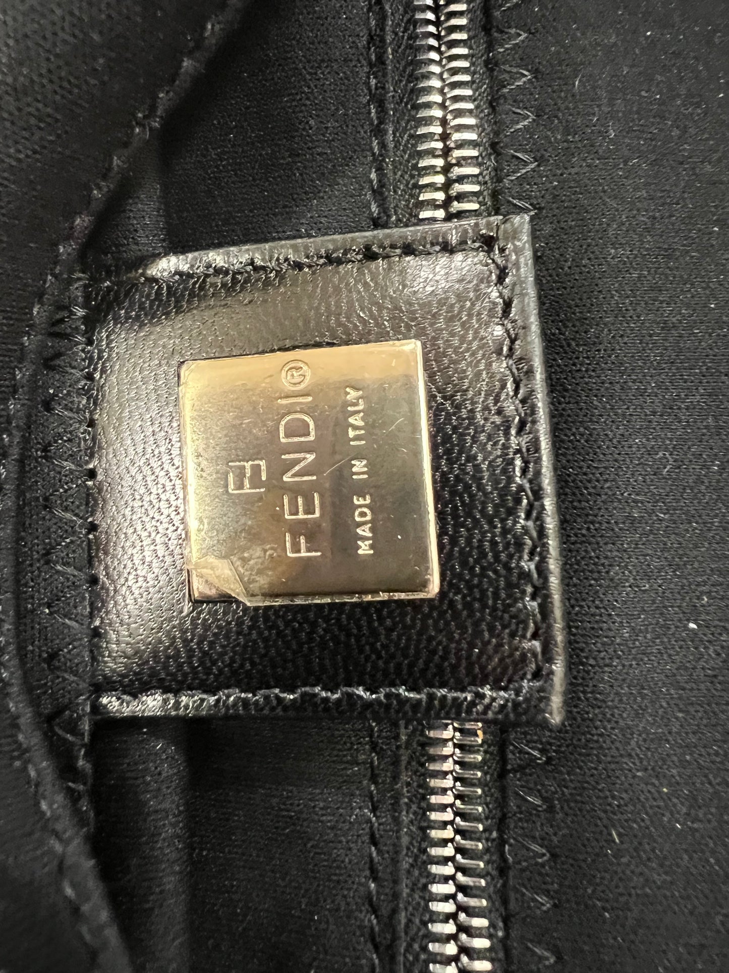 Pre-loved Fendi Vintage Nylon Baguette Shoulder Bag Black