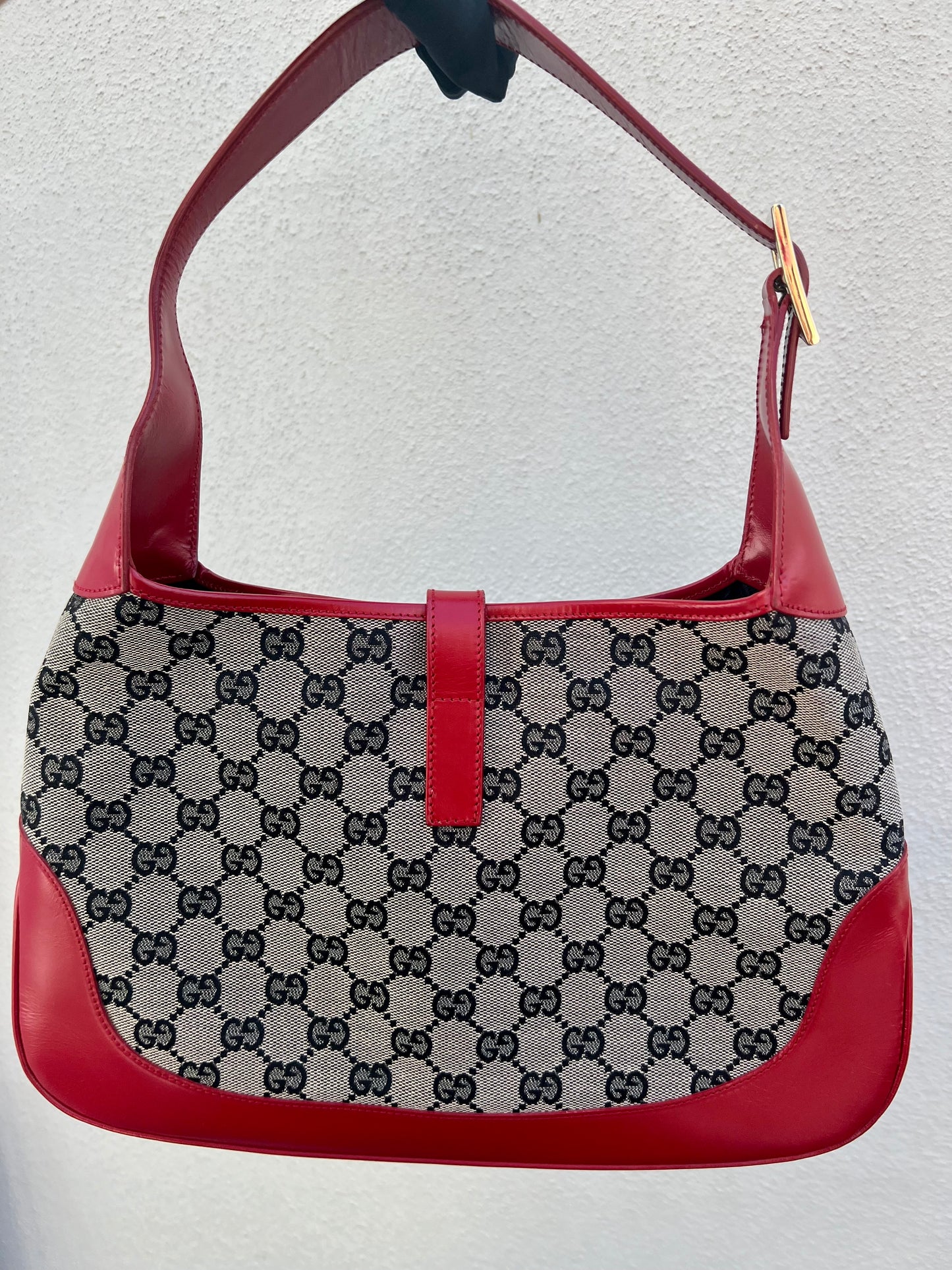 Pre-loved Gucci GG Canvas and Leather Jackie Hobo