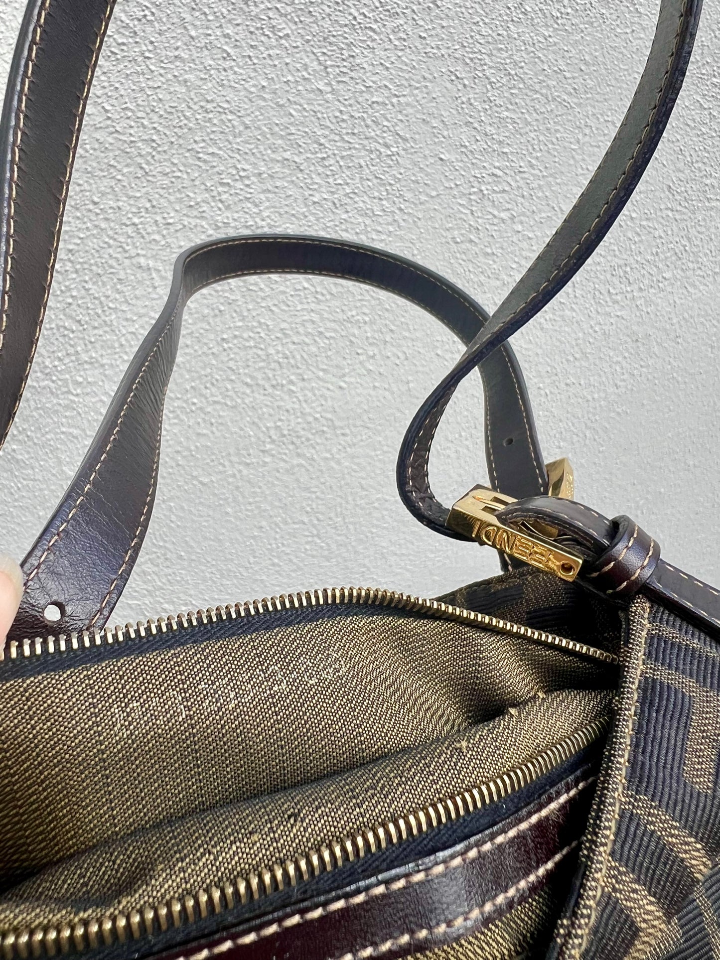 Pre-loved Fendi Zucca Canvas Shoulder Bag GHW