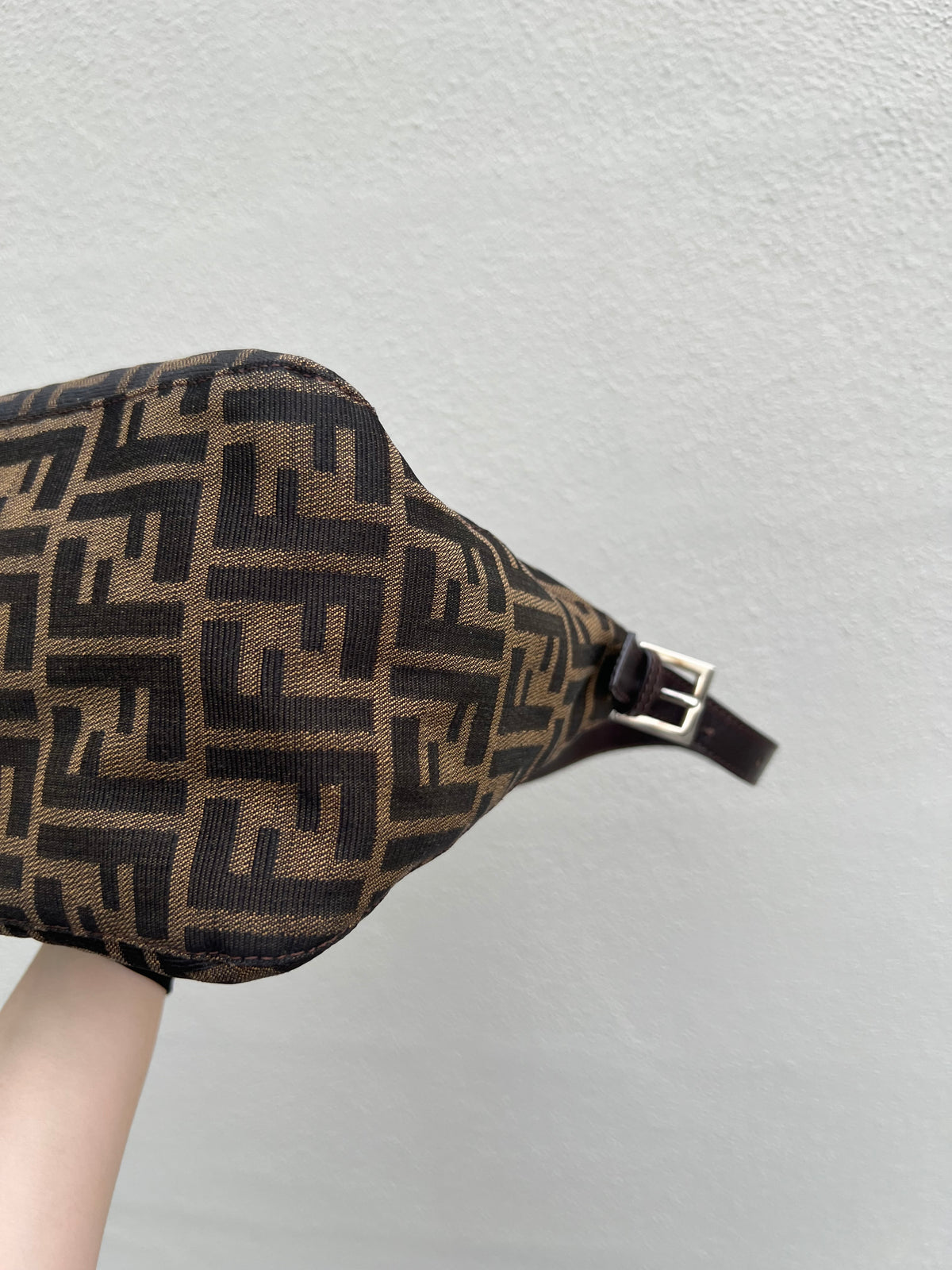 Pre-loved Fendi Zucca Double Flap Baguette Shoulder Bag