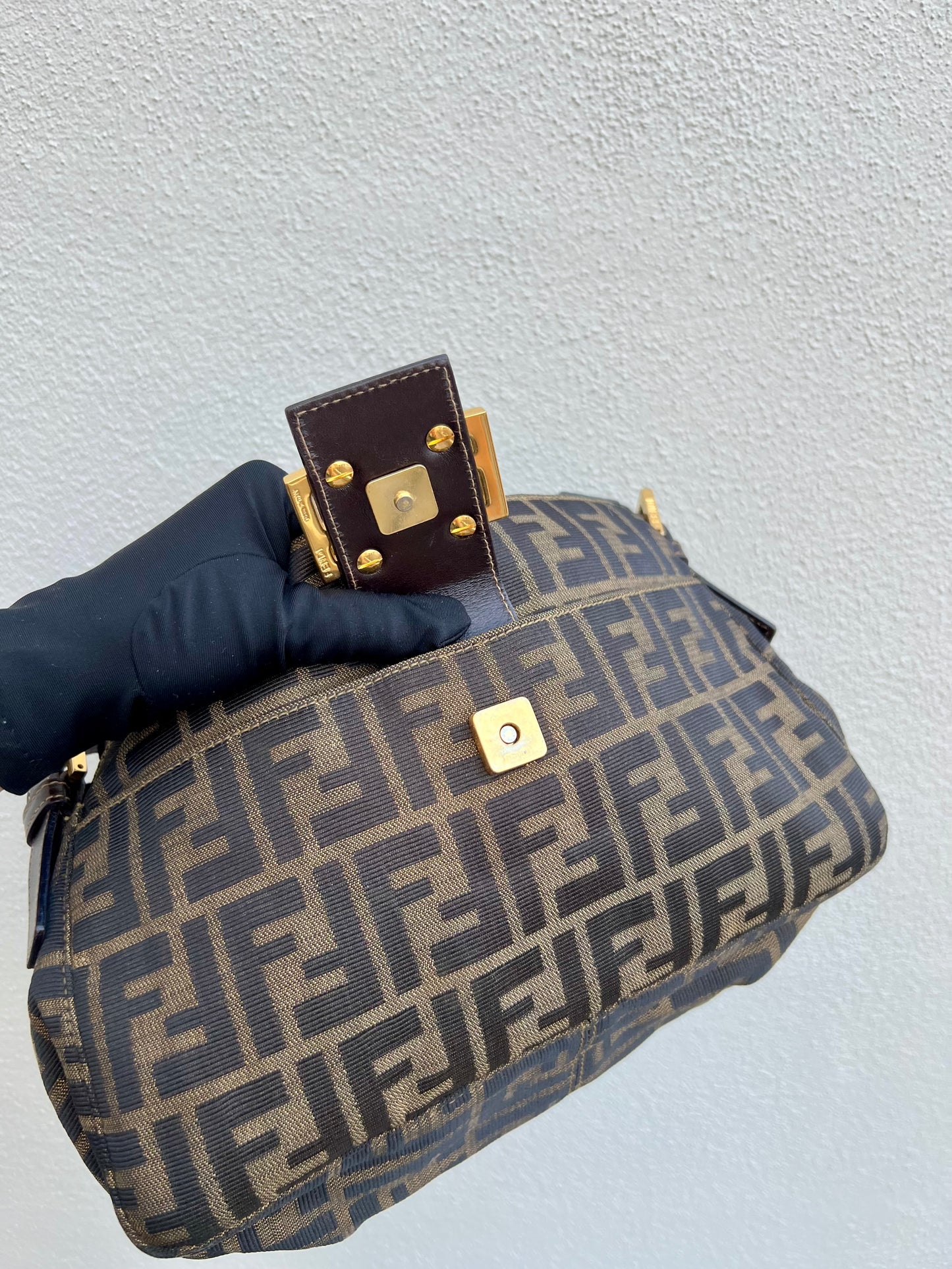 Pre-loved Fendi Zucca FF Mamma Forever Baguette Flap