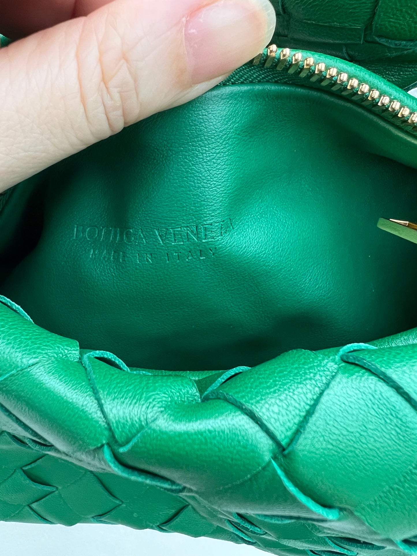 Pre-loved Bottega Veneta Top Handle Mini Jodie Bag Green Lambskin