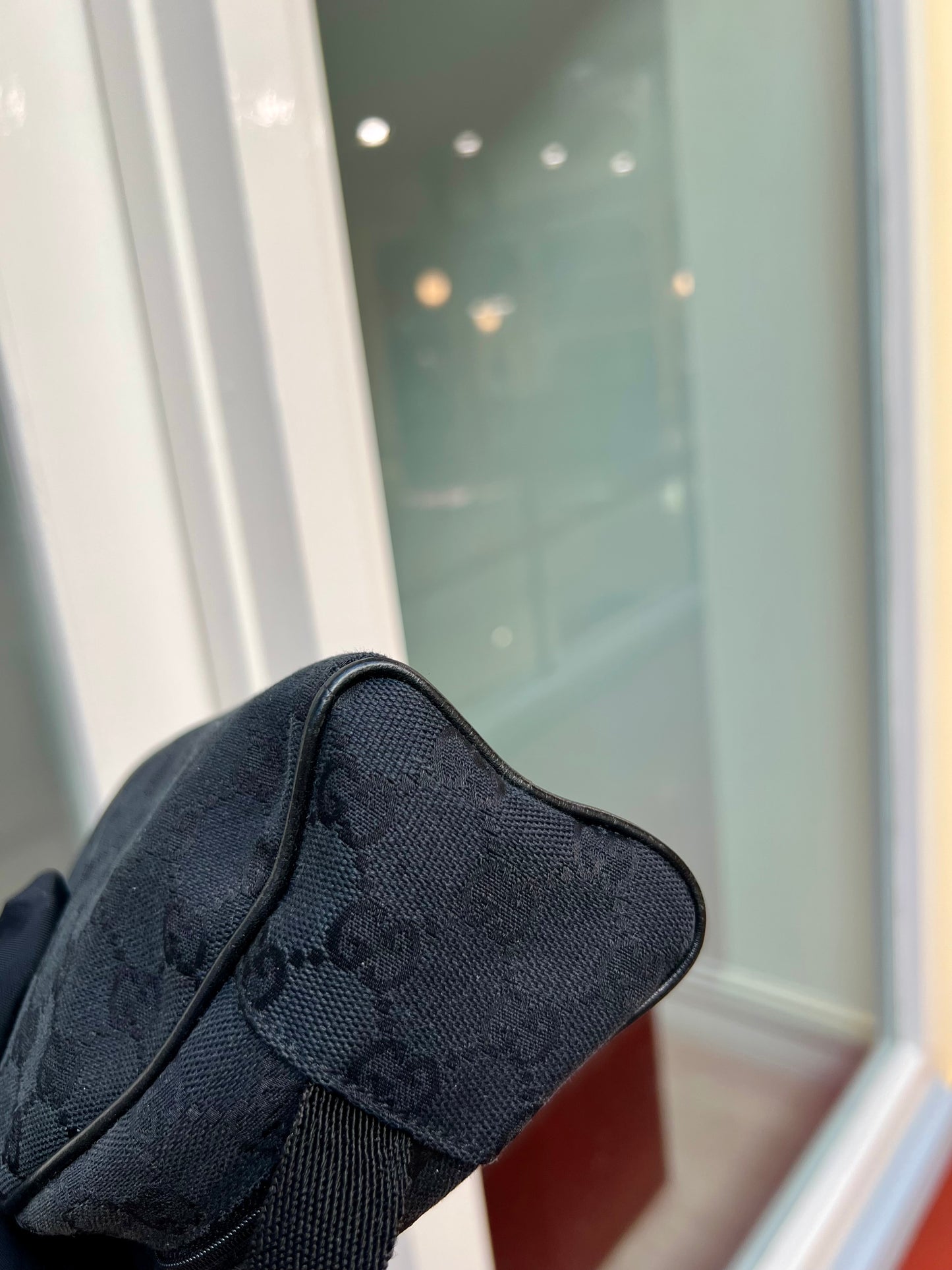Pre-loved Gucci GG Monogram Half Moon Pochette Shoulder Bag Black