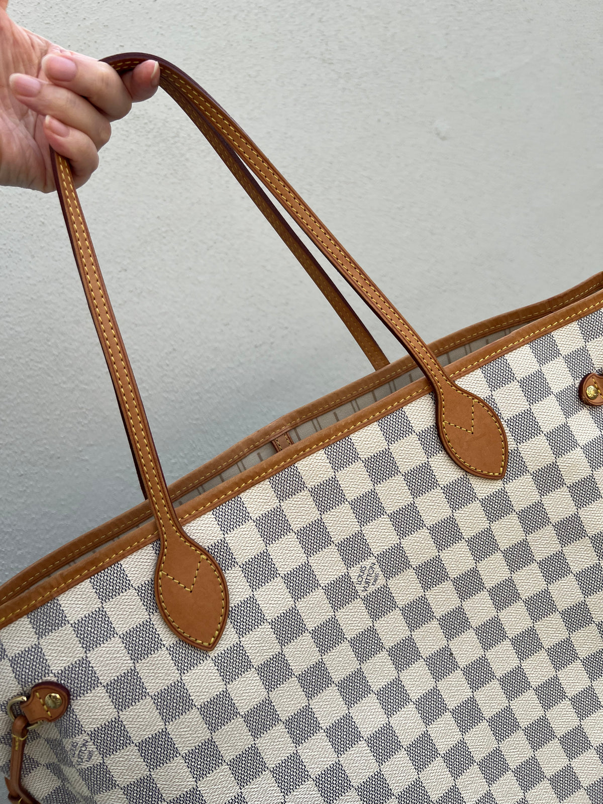 Pre-loved Louis Vuitton Neverfull Leather Tote MM Damier 2012