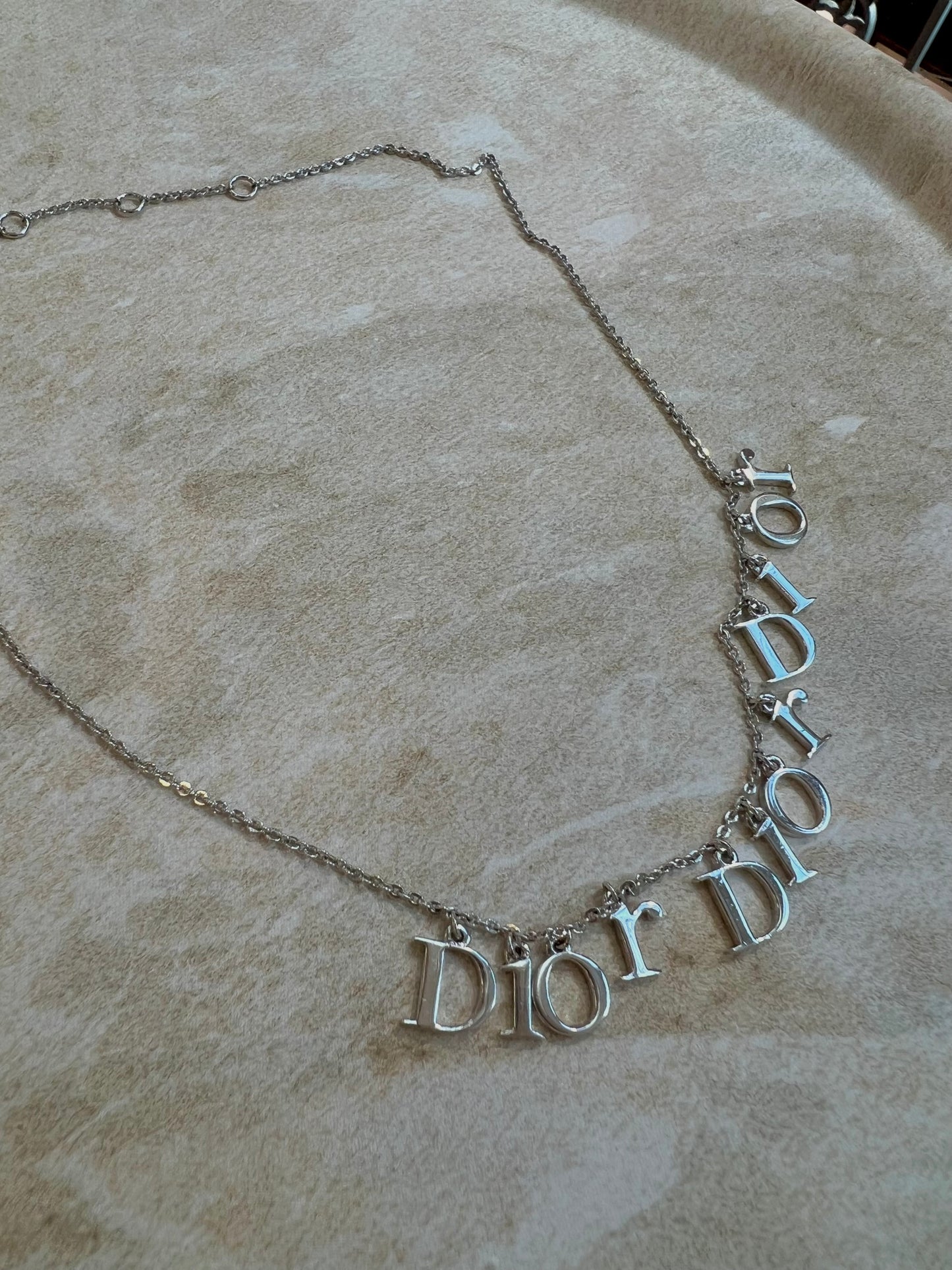 Pre-love Dior Vintage Triple Logo Letter Charms Necklace Choker