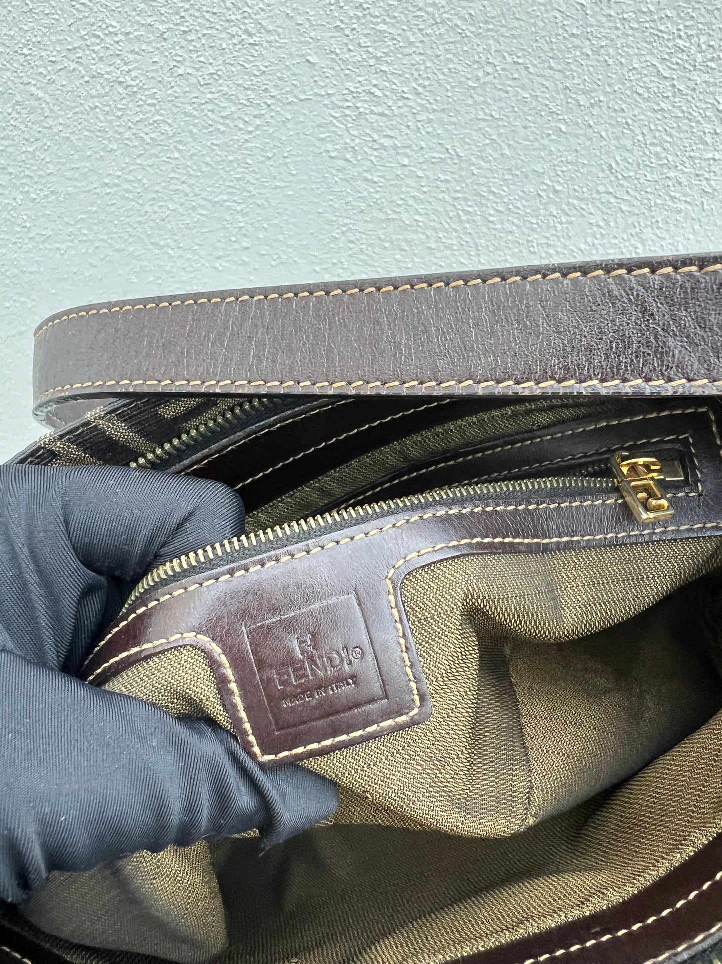 Pre-loved Fendi Zucca FF Mamma Forever Baguette Flap