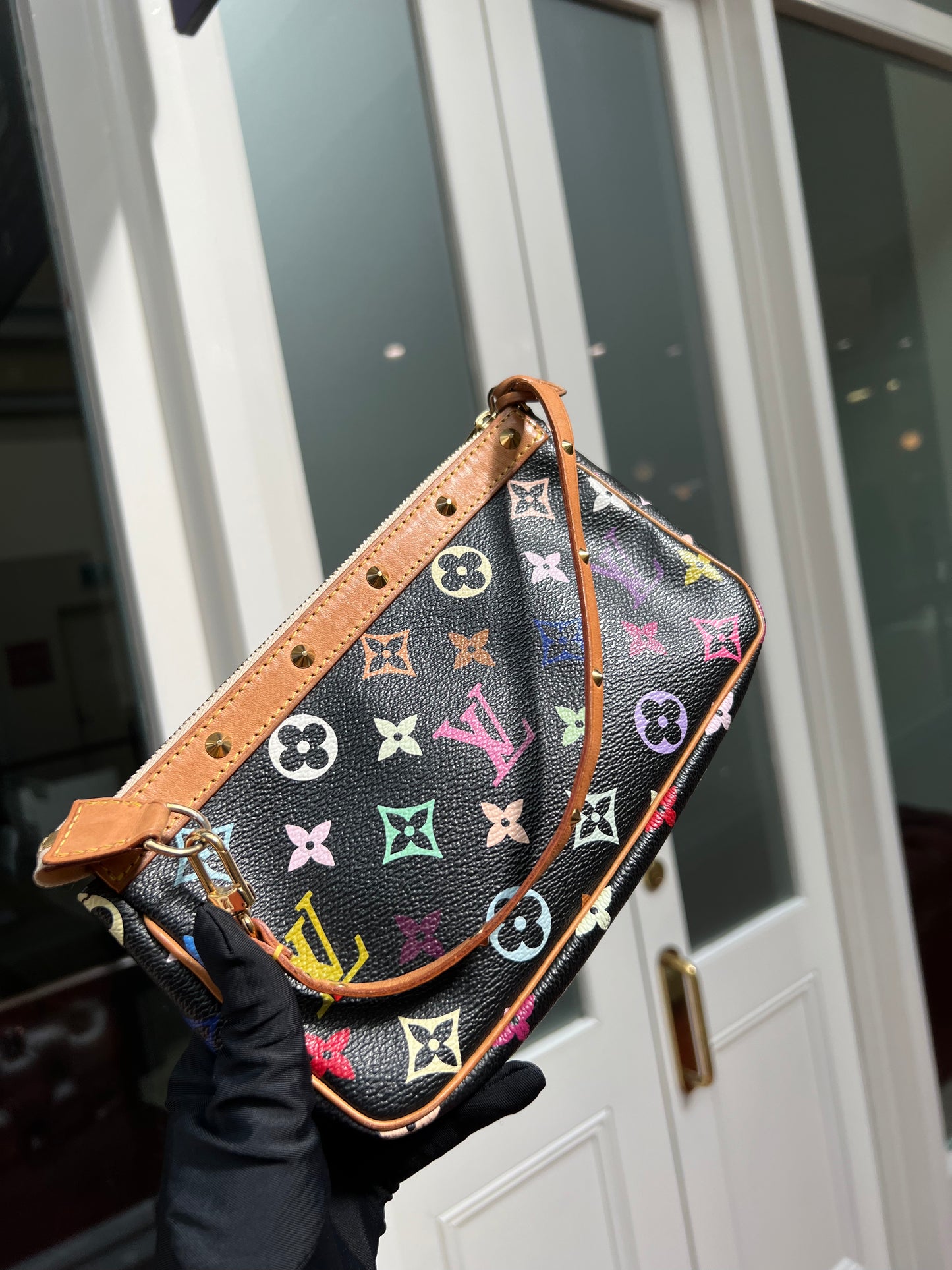 Pre-loved Louis Vuitton Vintage Pochette Accessoire Leather  Handbag In Takashi Murakami Multicolour Monogram