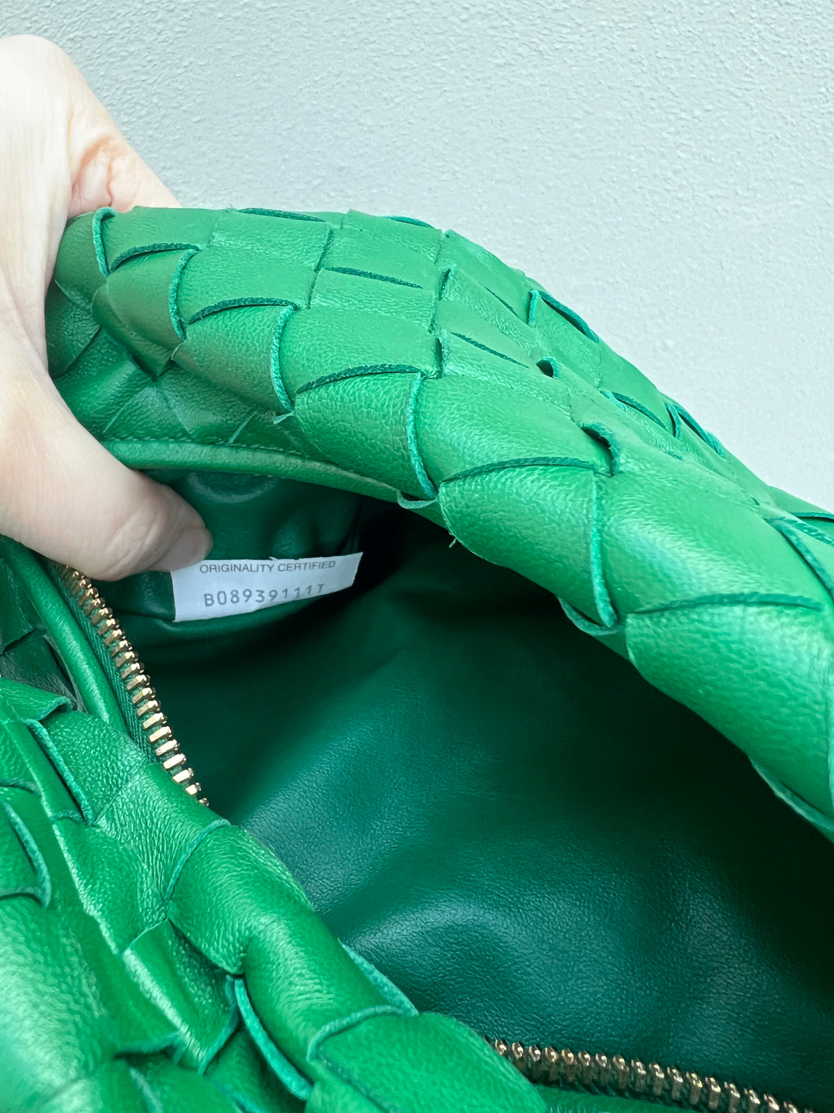Pre-loved Bottega Veneta Top Handle Mini Jodie Bag Green Lambskin
