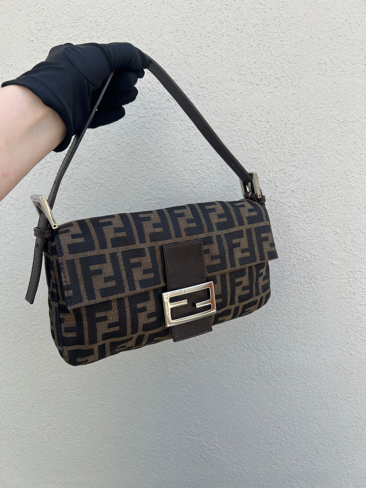 Pre-loved Fendi Vintage Zucca Baguette Handbag