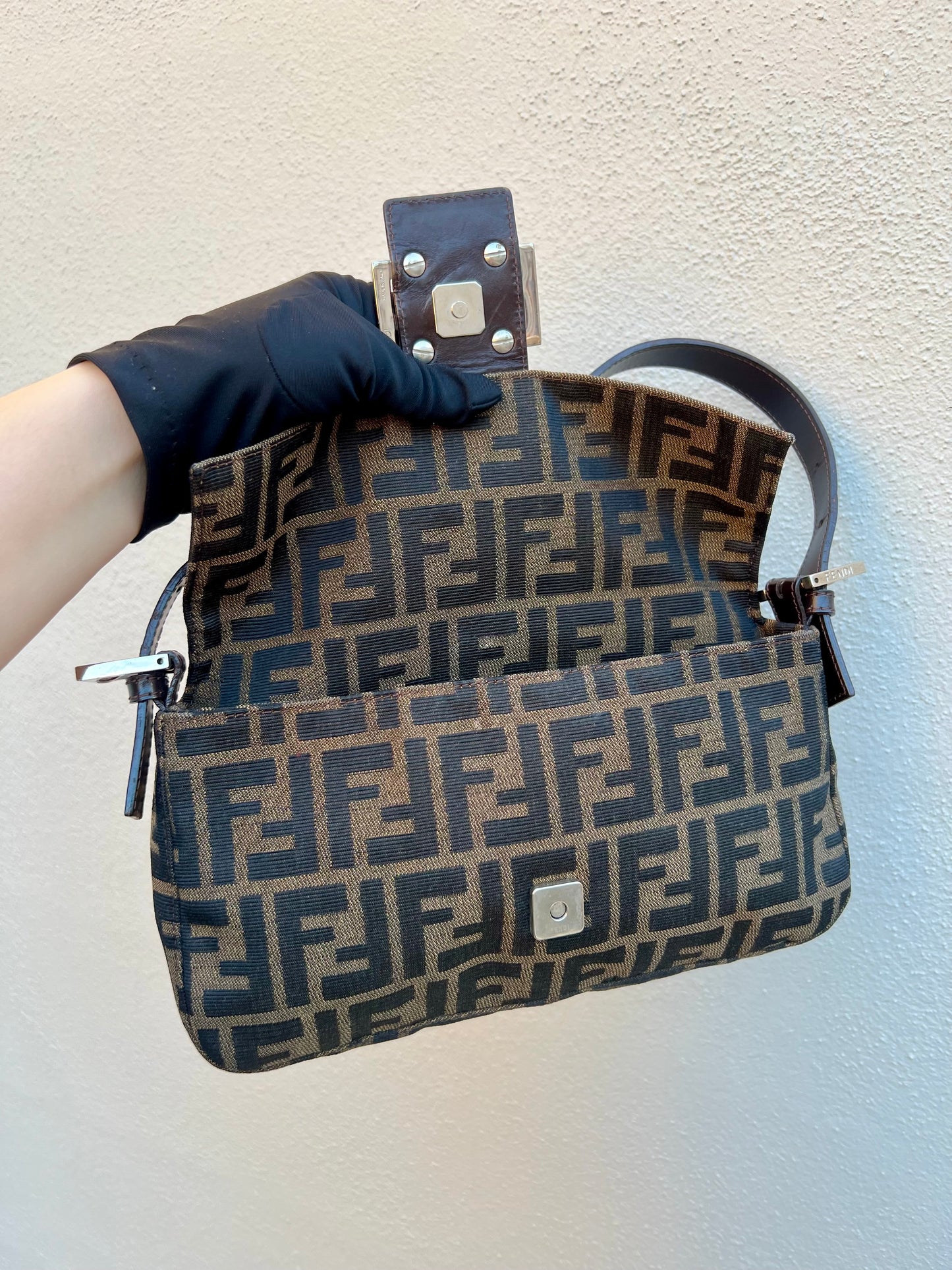 Pre-loved Fendi Vintage Zucca Baguette Handbag