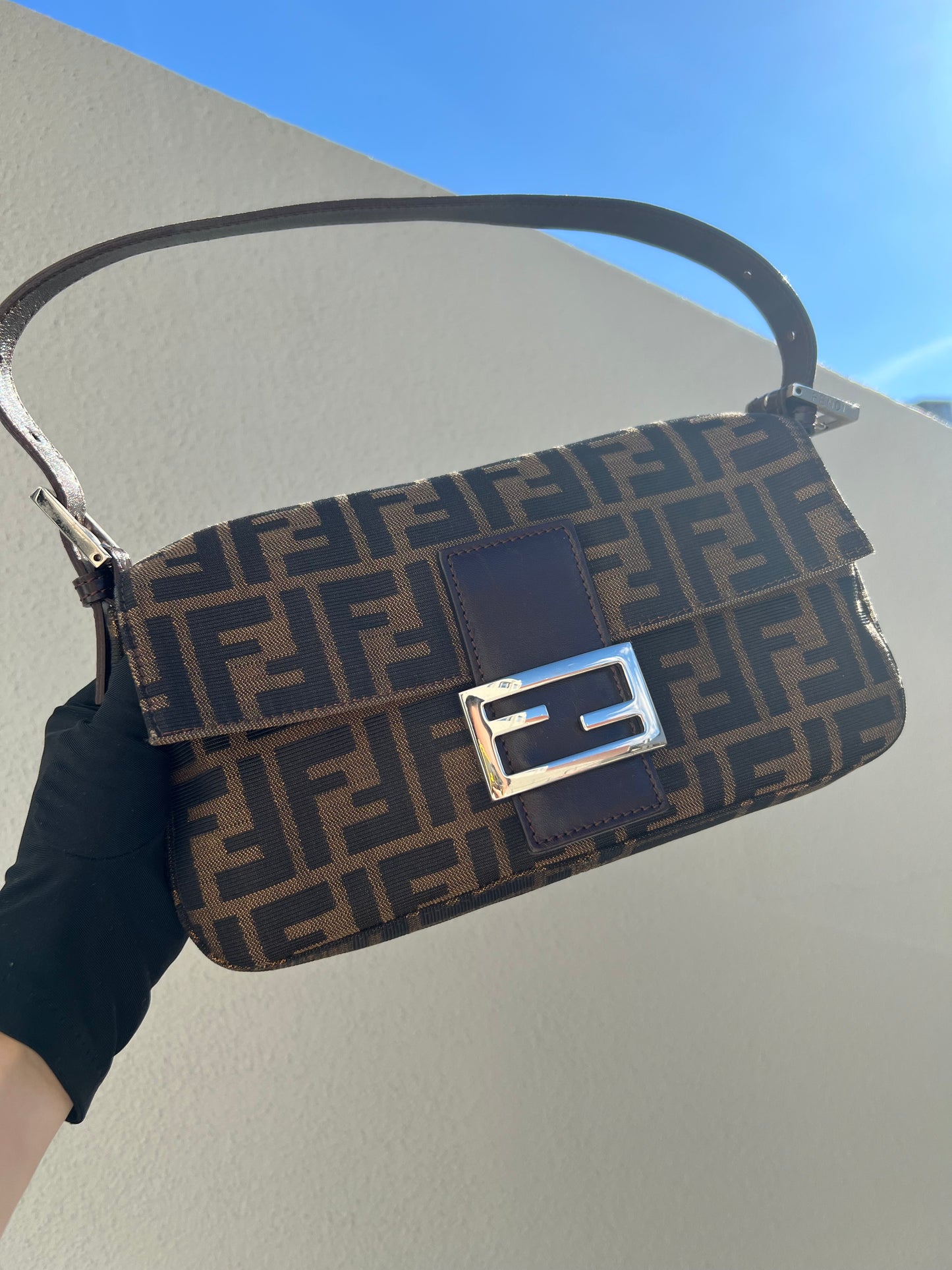 Pre-loved Fendi Vintage Zucca Baguette Handbag
