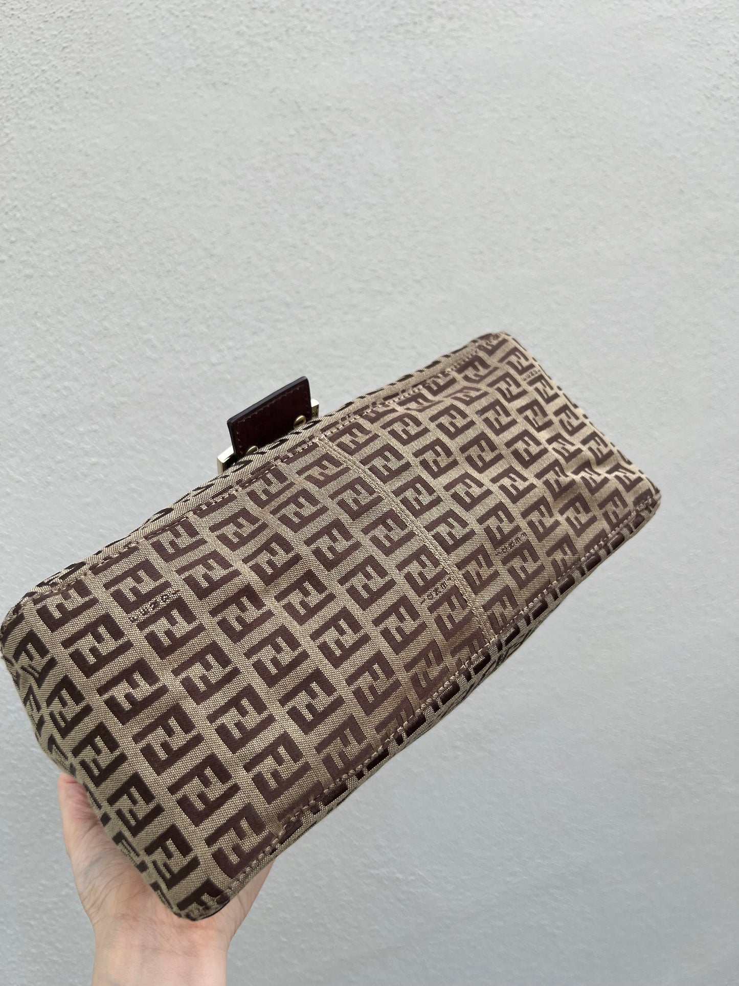 Pre-loved Fendi Vintage Zucchino Pattern Baguette Mamma Handbag