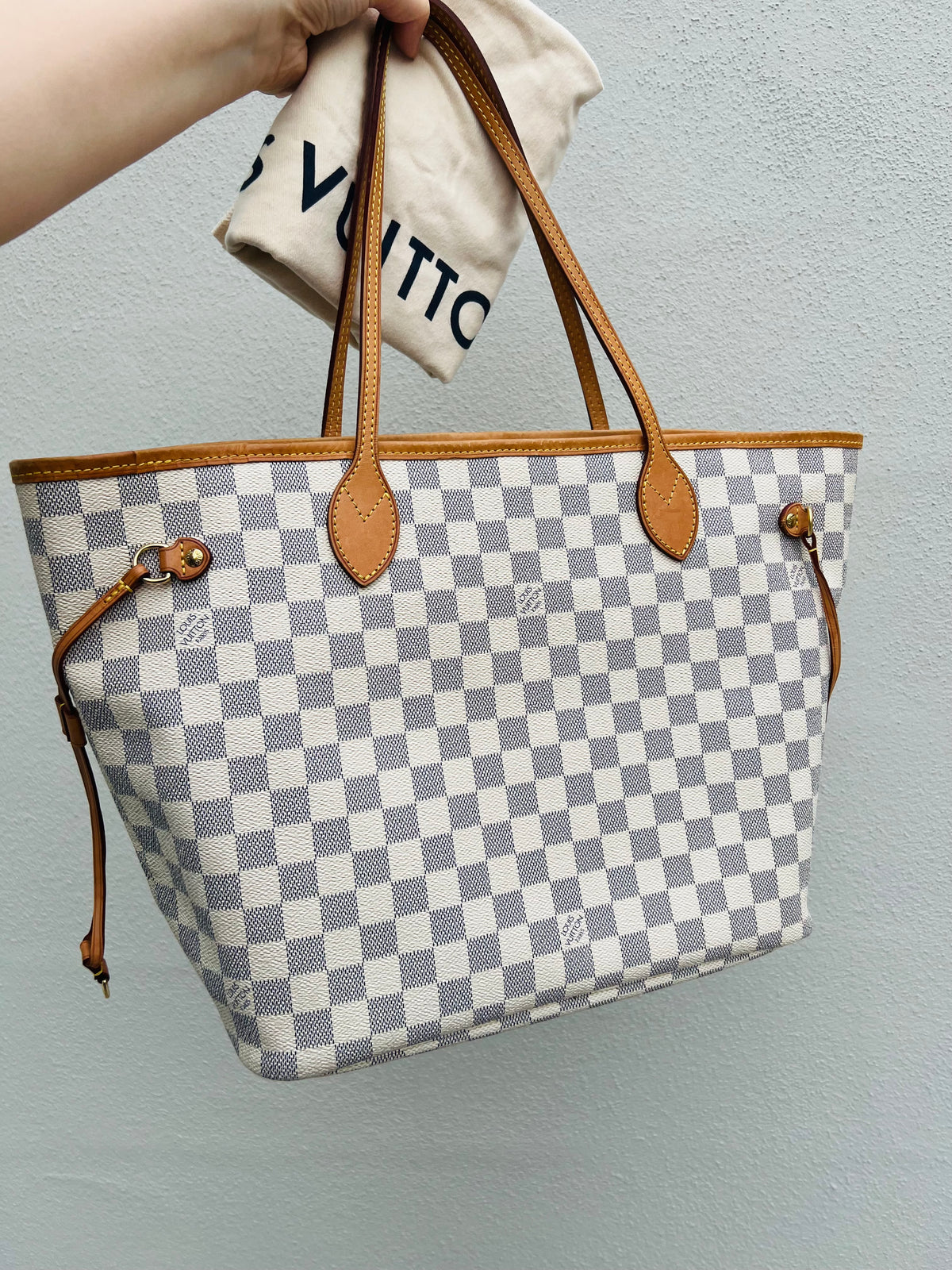 Pre-loved Louis Vuitton Neverfull Leather Tote MM Damier 2012