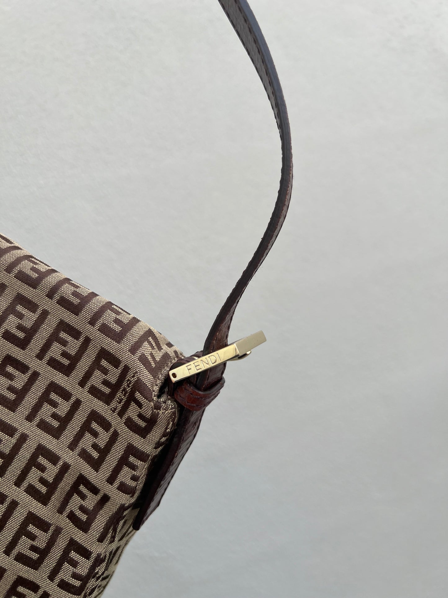 Pre-loved Fendi Vintage Zucchino Pattern Baguette Mamma Handbag