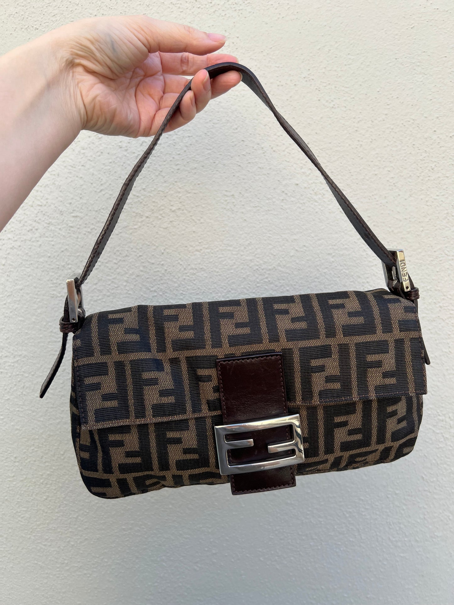 Pre-loved Fendi Vintage Zucca Baguette Handbag
