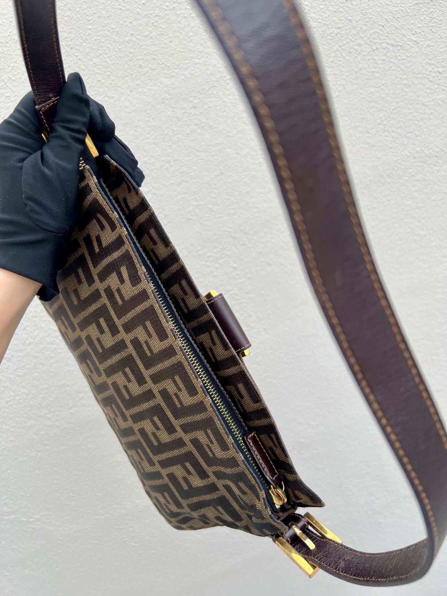 Pre-loved Fendi Zucca FF Mamma Forever Baguette Flap
