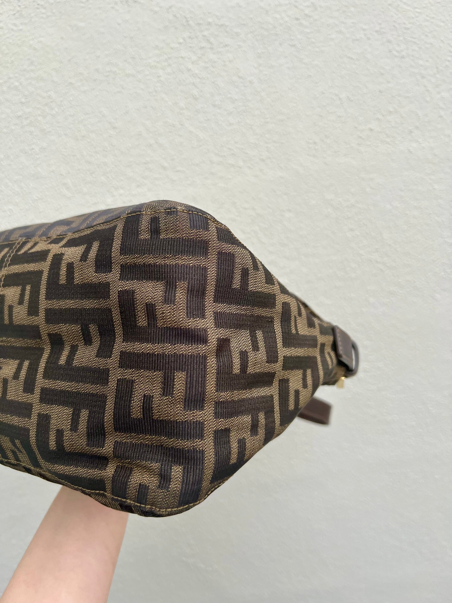 Pre-loved Fendi Zucca Double Flap Baguette Shoulder Bag