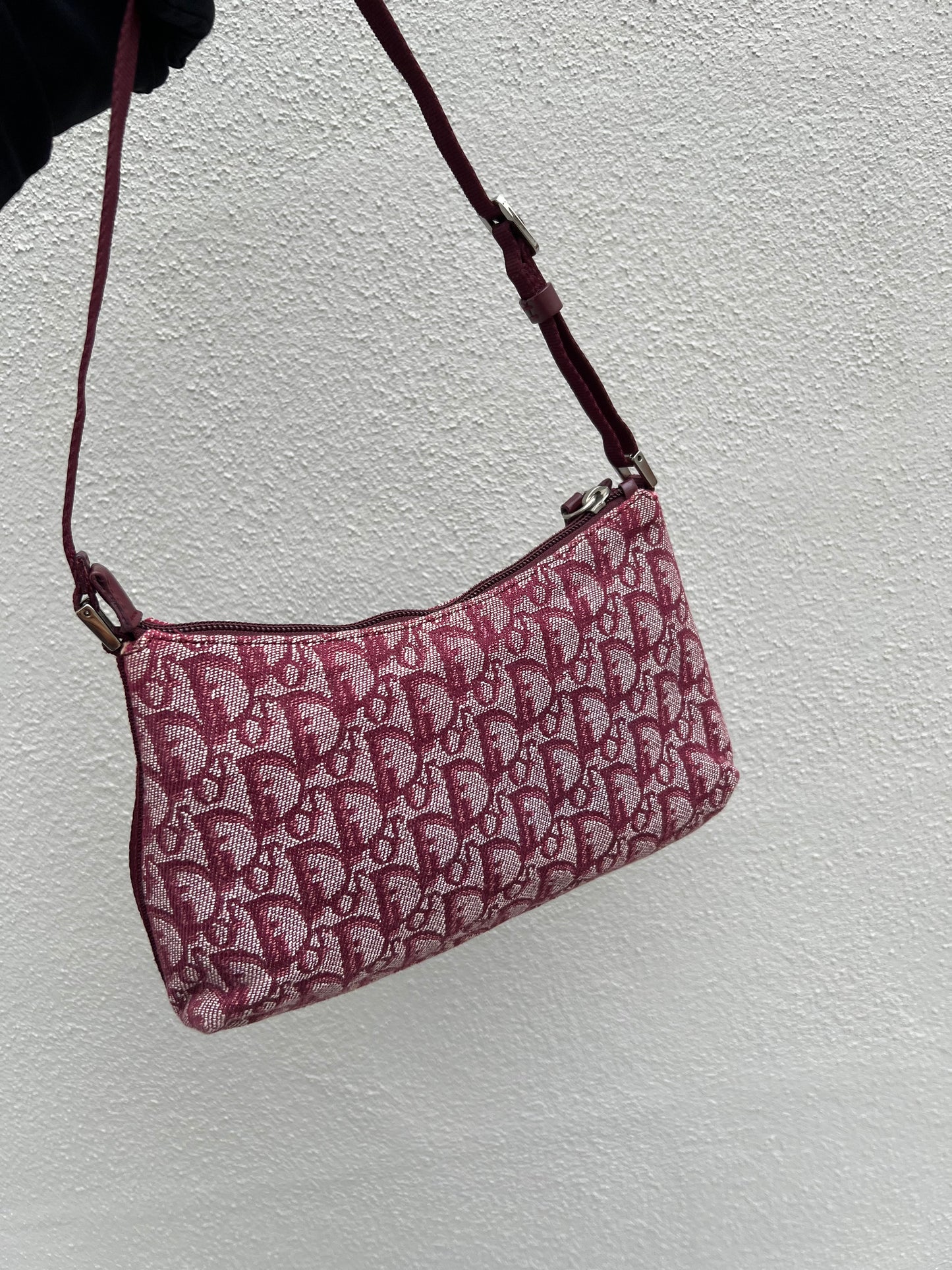Pre-loved Christian Dior vintage Trotter Shoulder Bag Berry