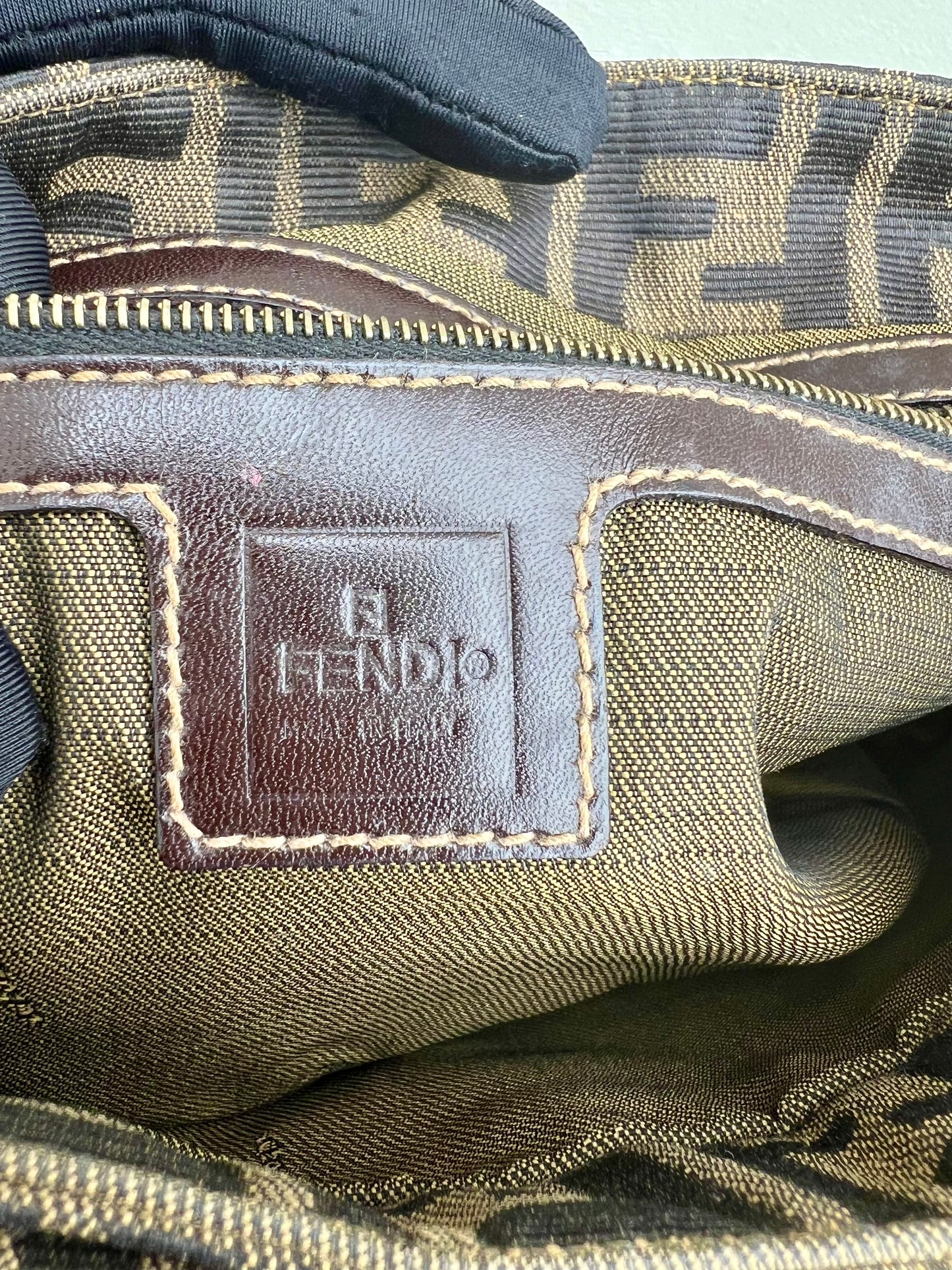 Pre-loved Fendi Zucca Brown Double Handle Bag