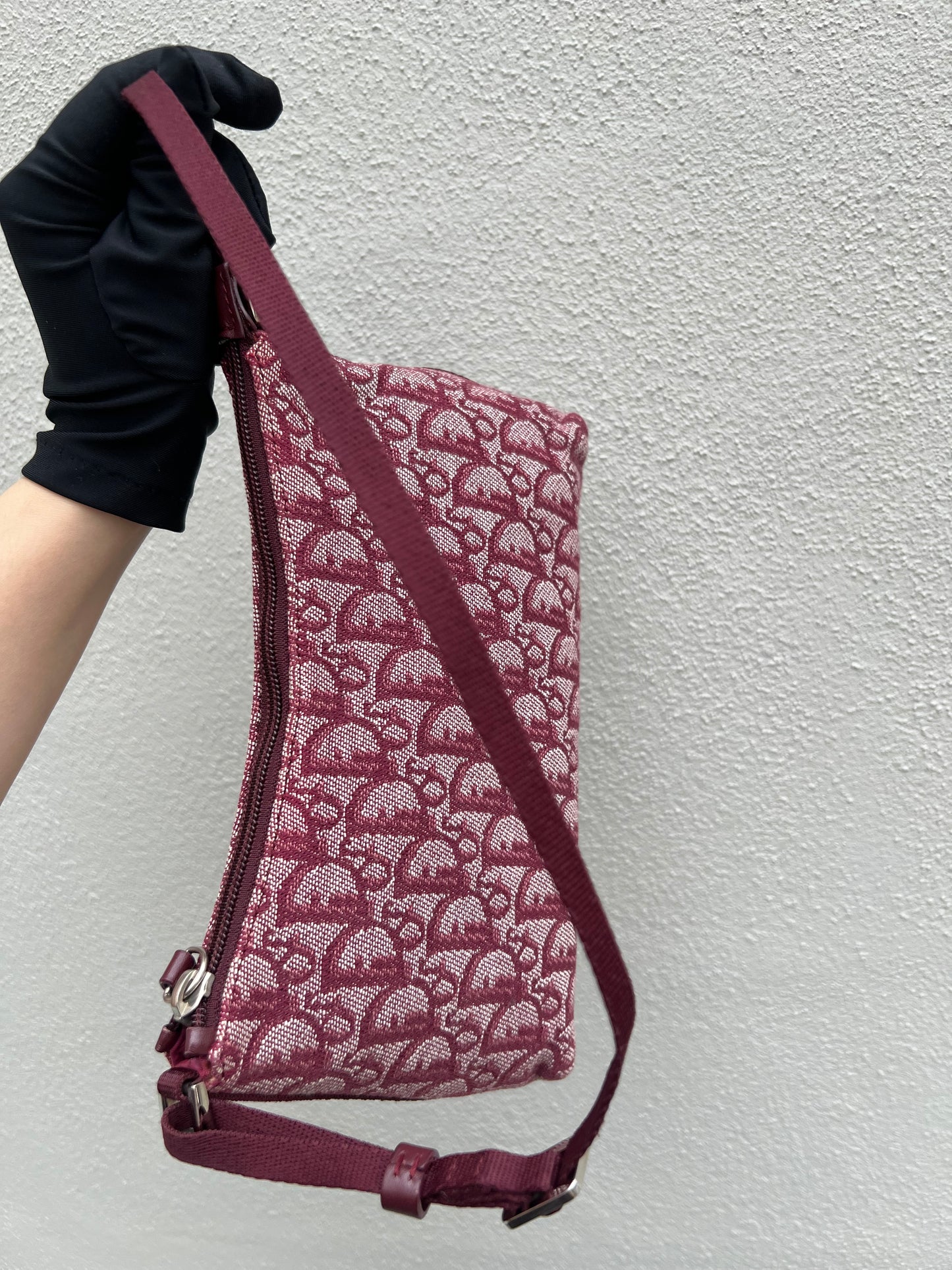 Pre-loved Christian Dior vintage Trotter Shoulder Bag Berry