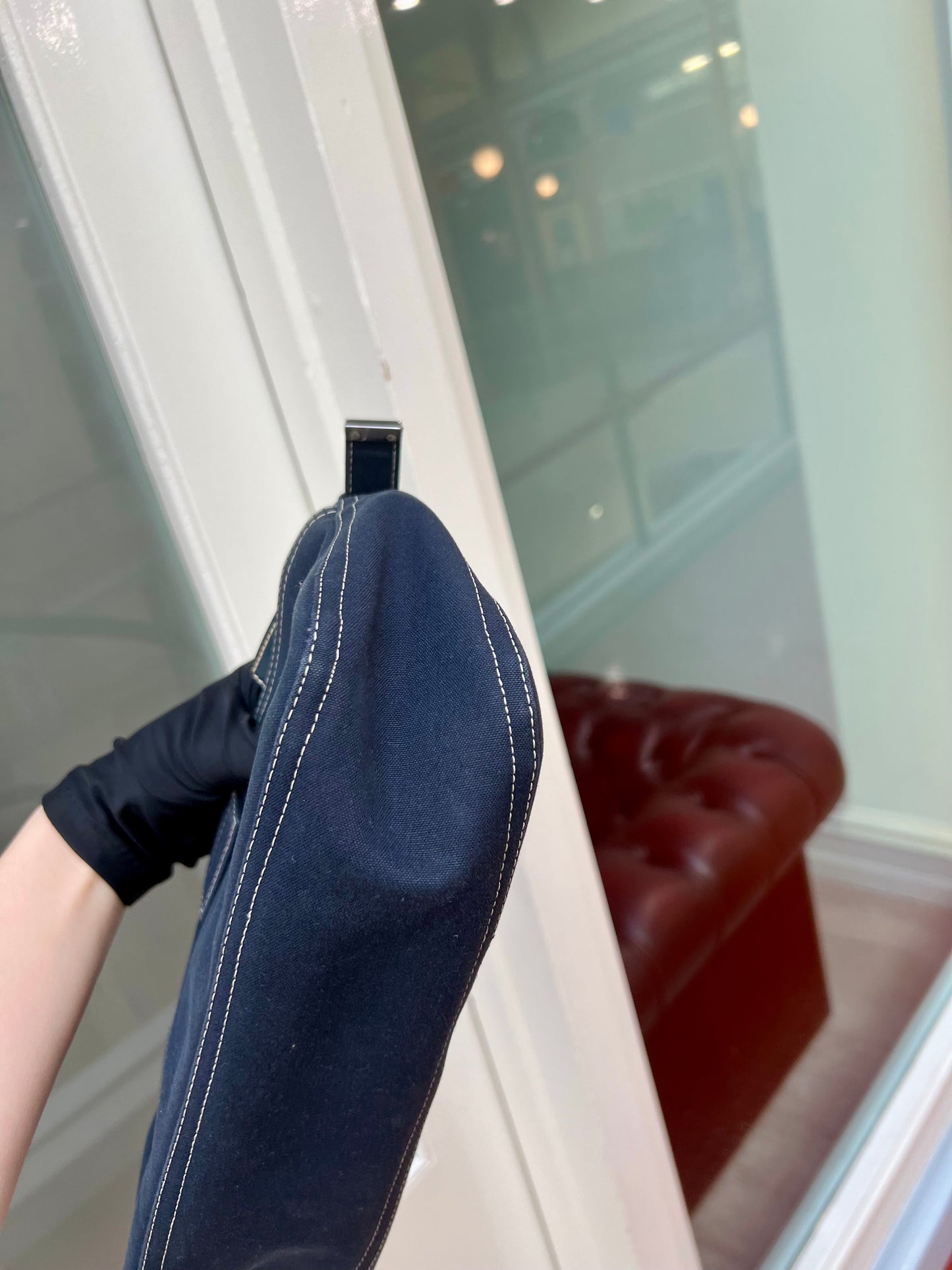 Pre- loved Fendi FF Denim Baguette Shoulder Bag Navy