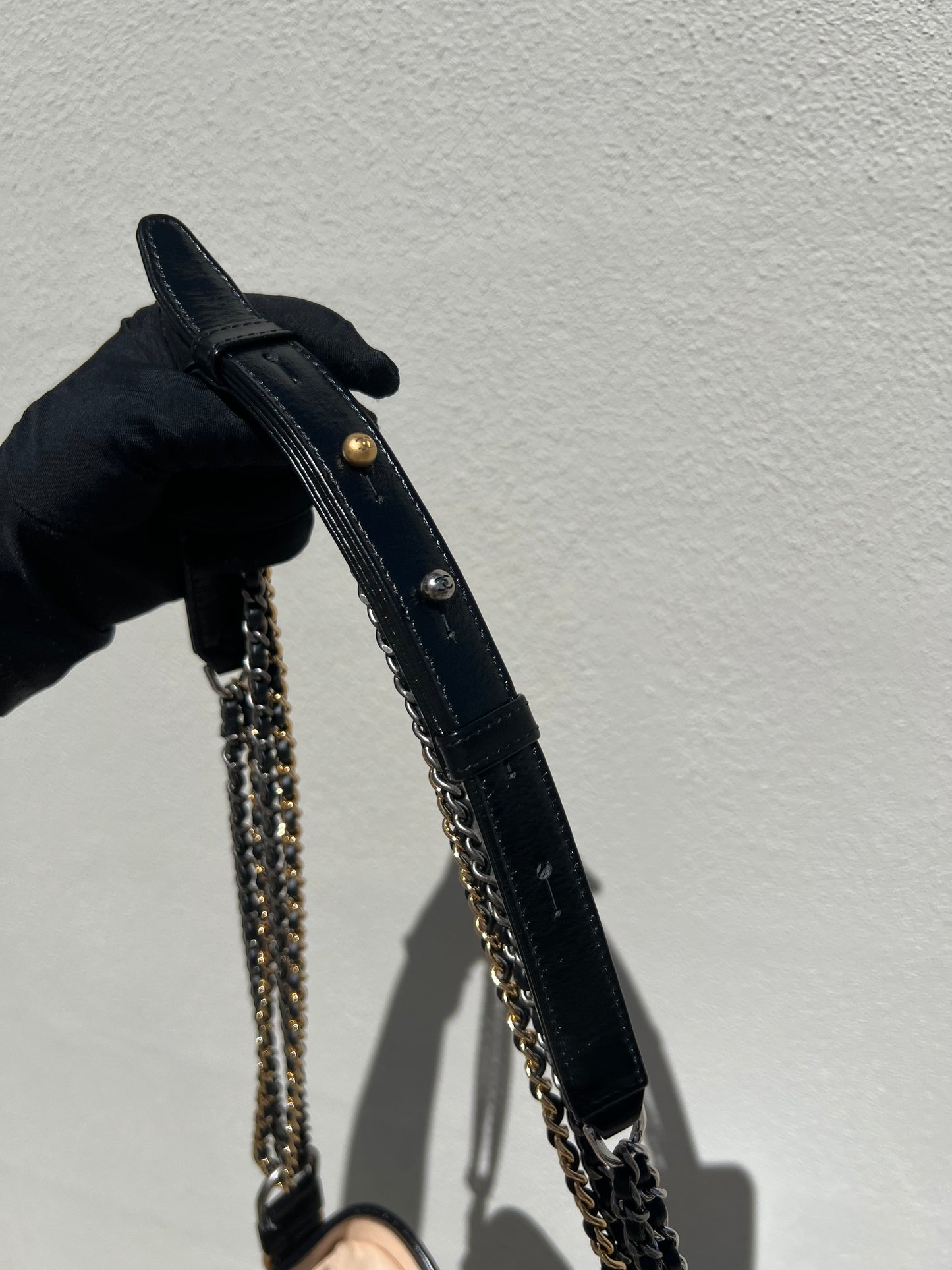 Pre-loved Chanel Beige/Black Quilted Leather Medium Gabrielle Hobo Bag