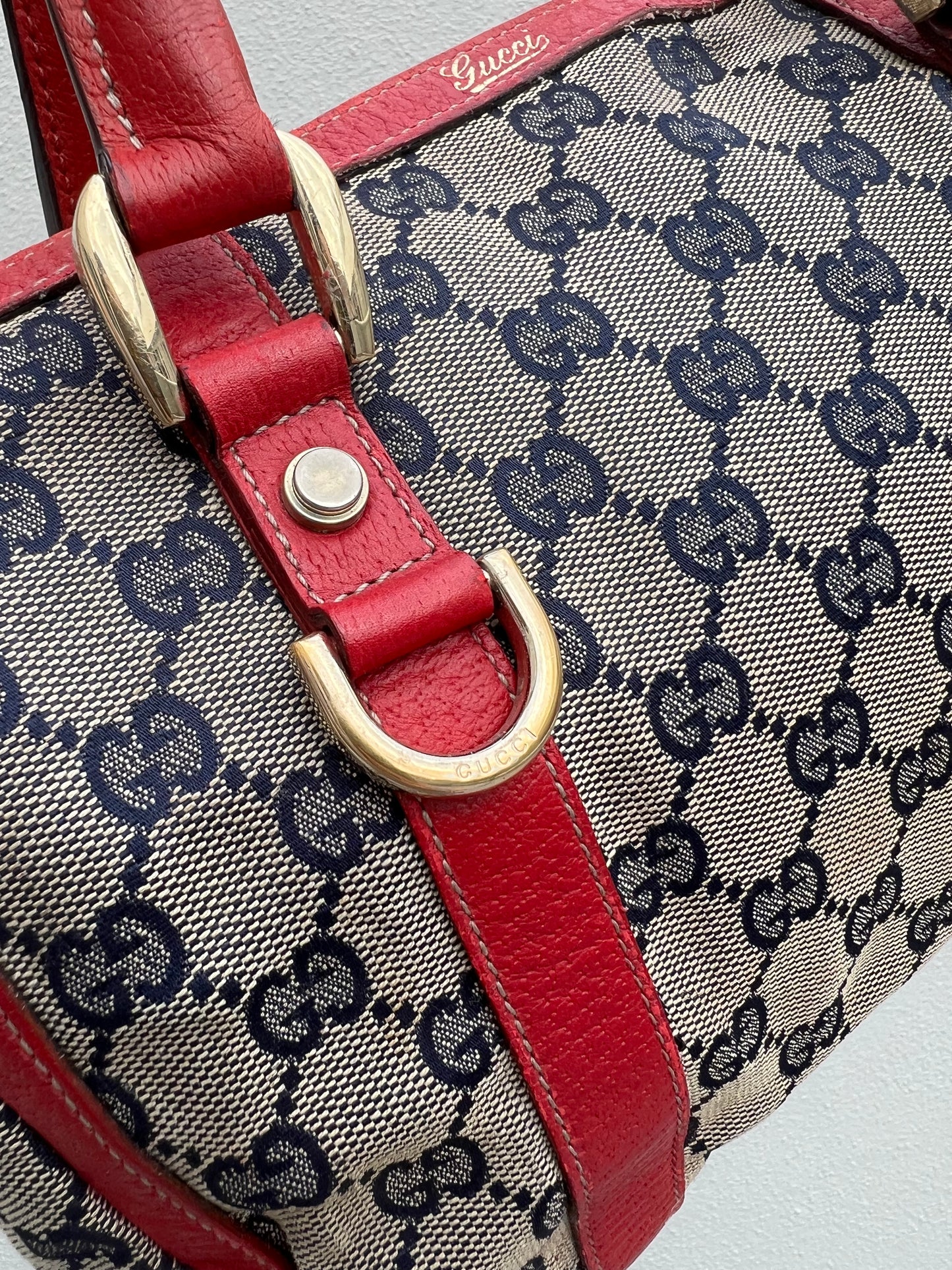 Pre-loved GG Canvas Abbey Boston Bag Red