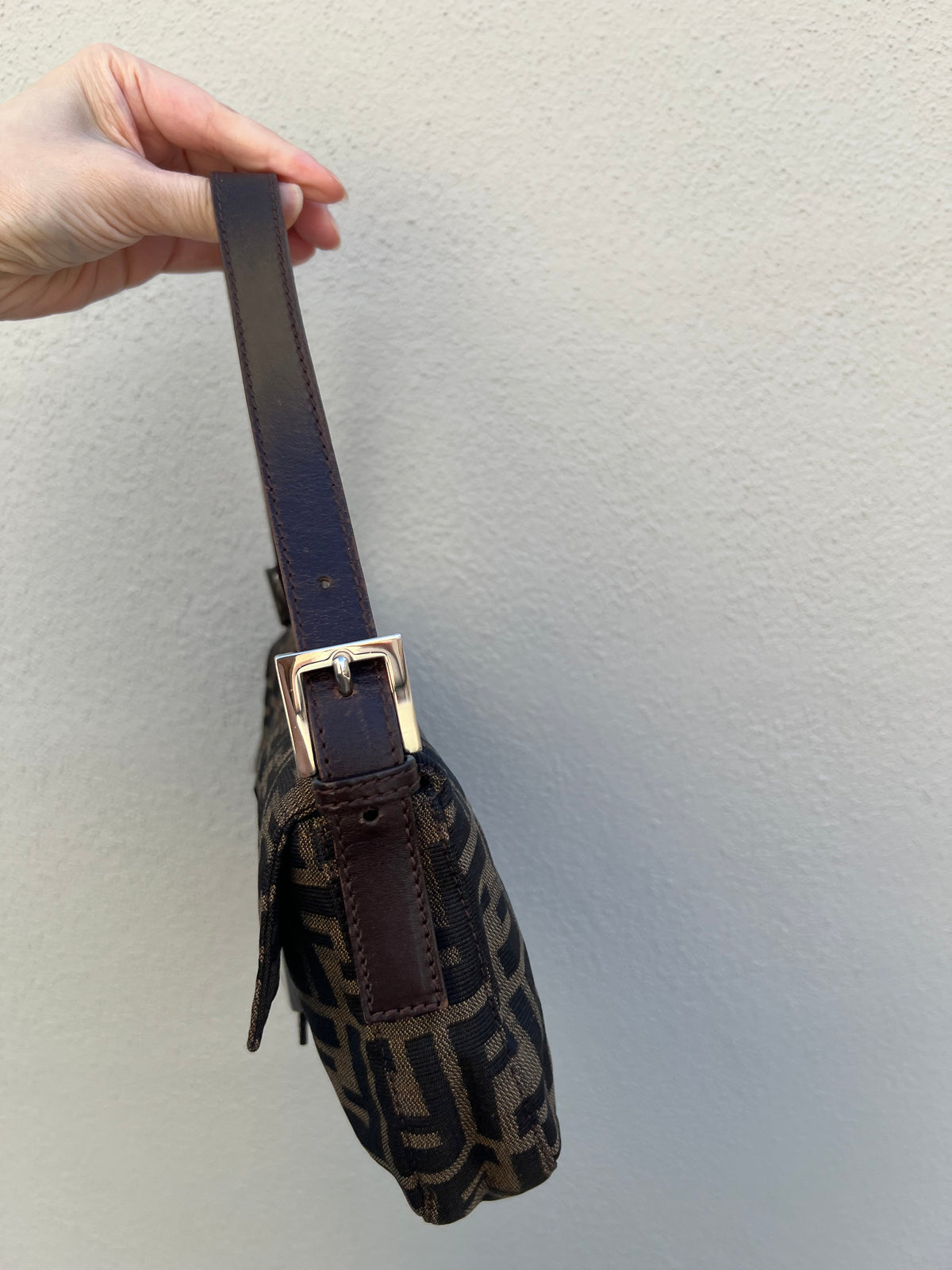 Pre-loved Fendi Vintage Zucca Baguette Handbag