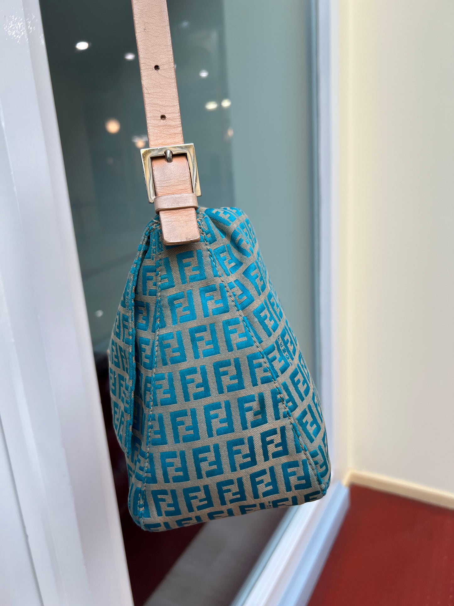 Pre-loved Fendi Vintage Zucchino Pattern Mamma Handbag Blue