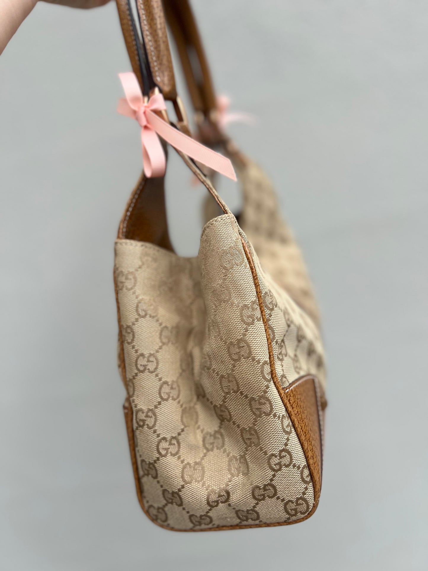 Pre-Loved Gucci GG Canvas Nailhead Jackie Bardot Medium
