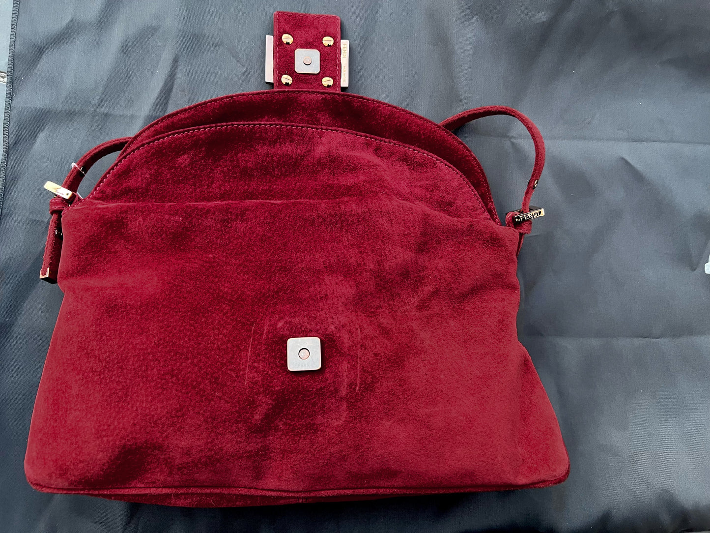 Pre-loved Fendi Vintage Red Suede Baguette Handbag