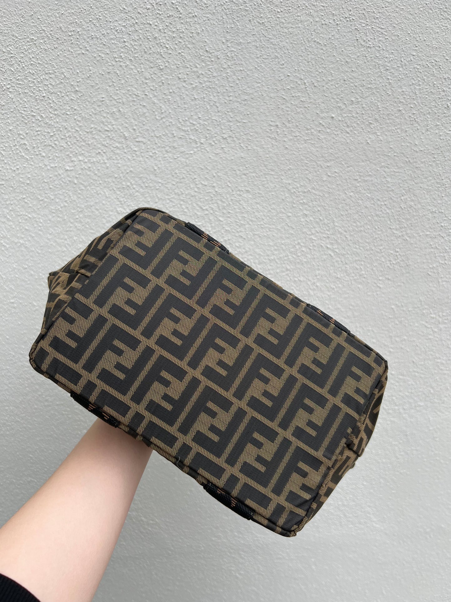 Pre-loved FENDI Zucca Canvas Hand Bag Brown