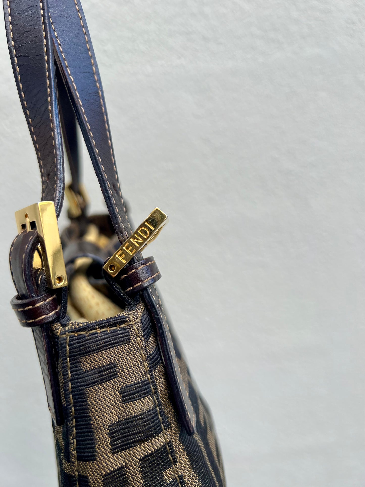 Pre-loved Fendi Zucca Canvas Shoulder Bag GHW