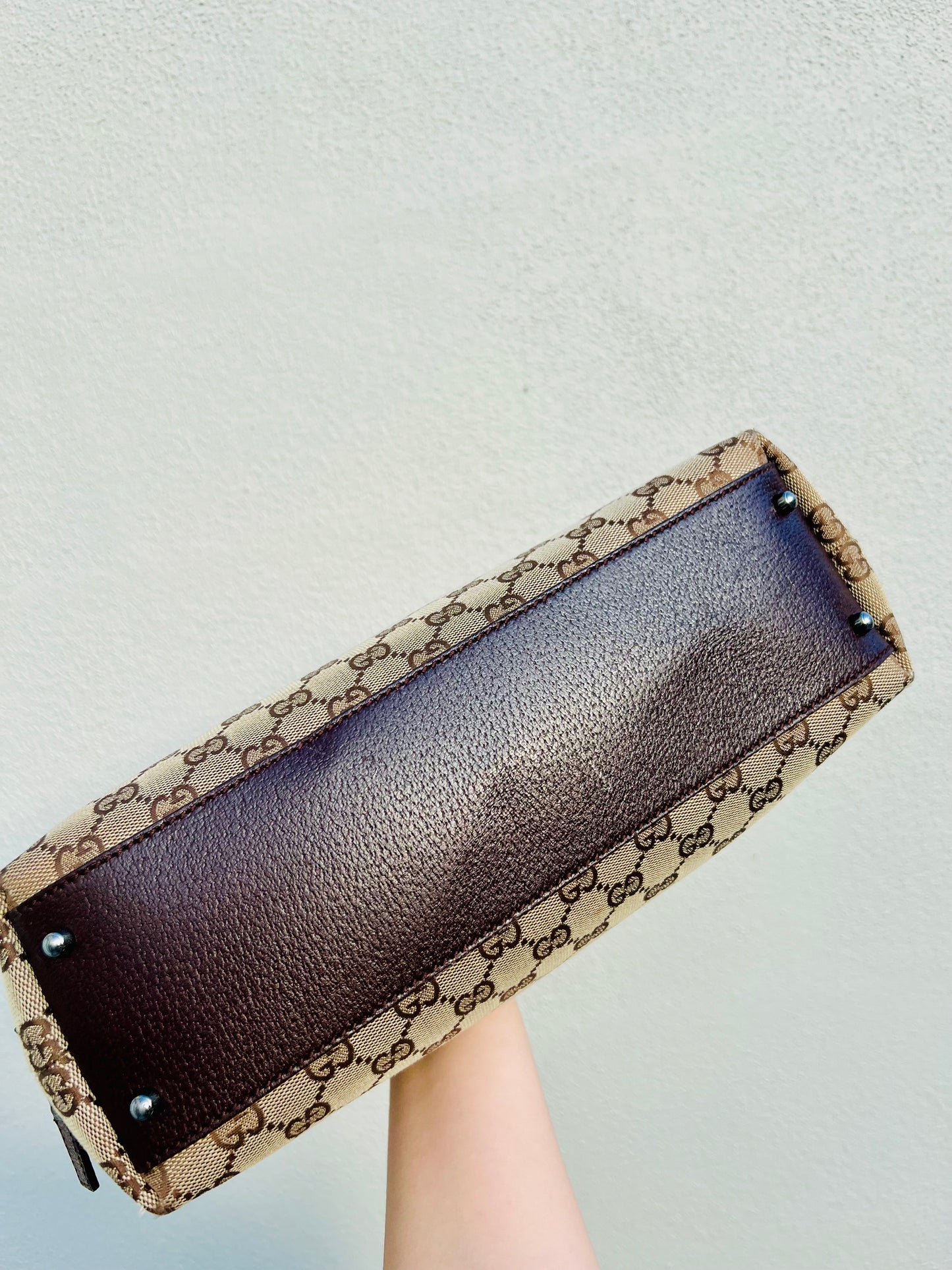 Pre-loved Gucci GG Canvas Boston Bag Brown