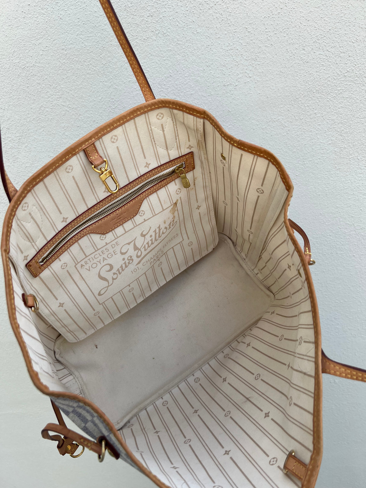 Pre-loved Louis Vuitton Neverfull Leather Tote MM Damier 2012