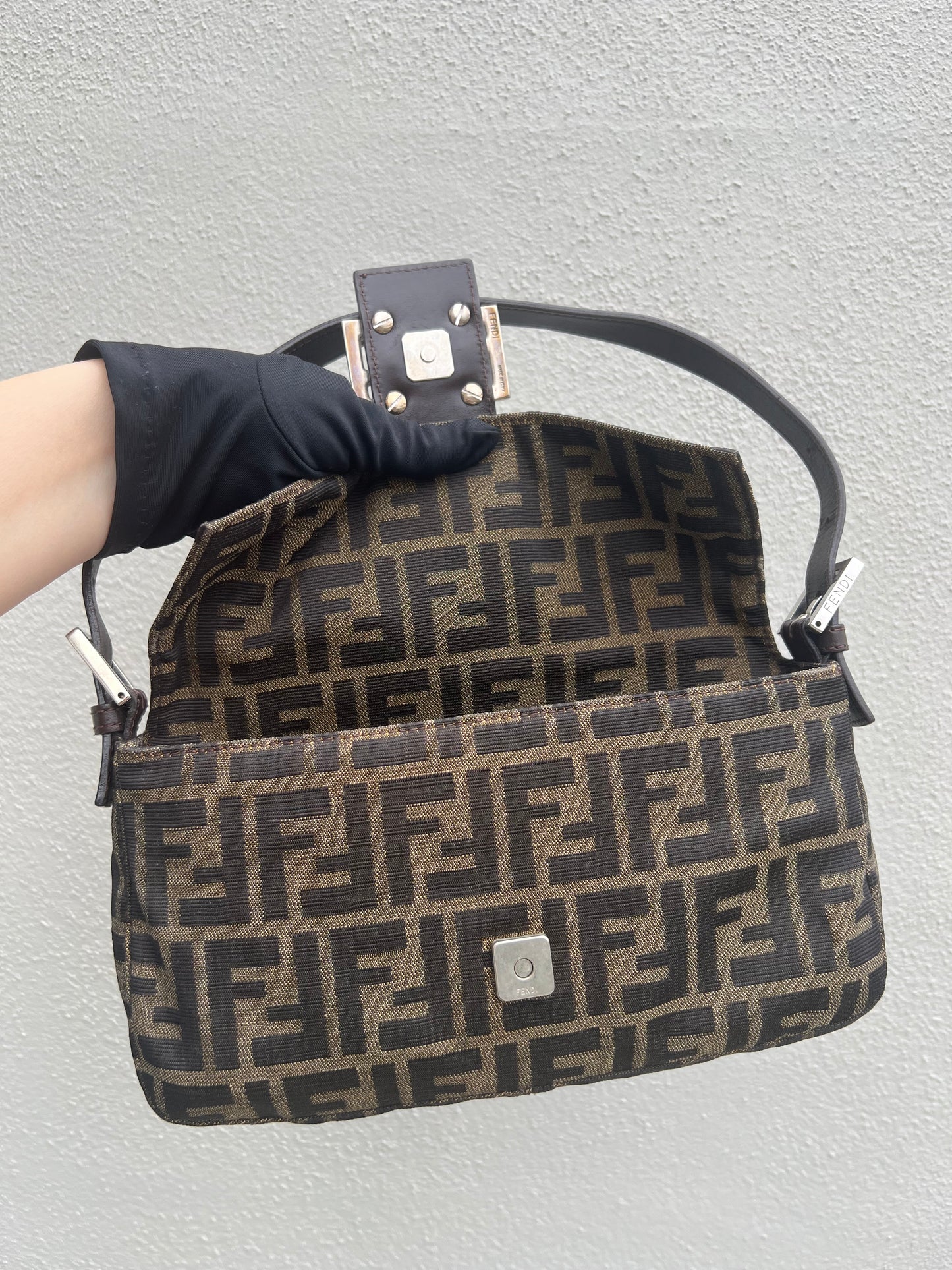 Pre-loved Fendi Vintage Zucca Baguette Handbag