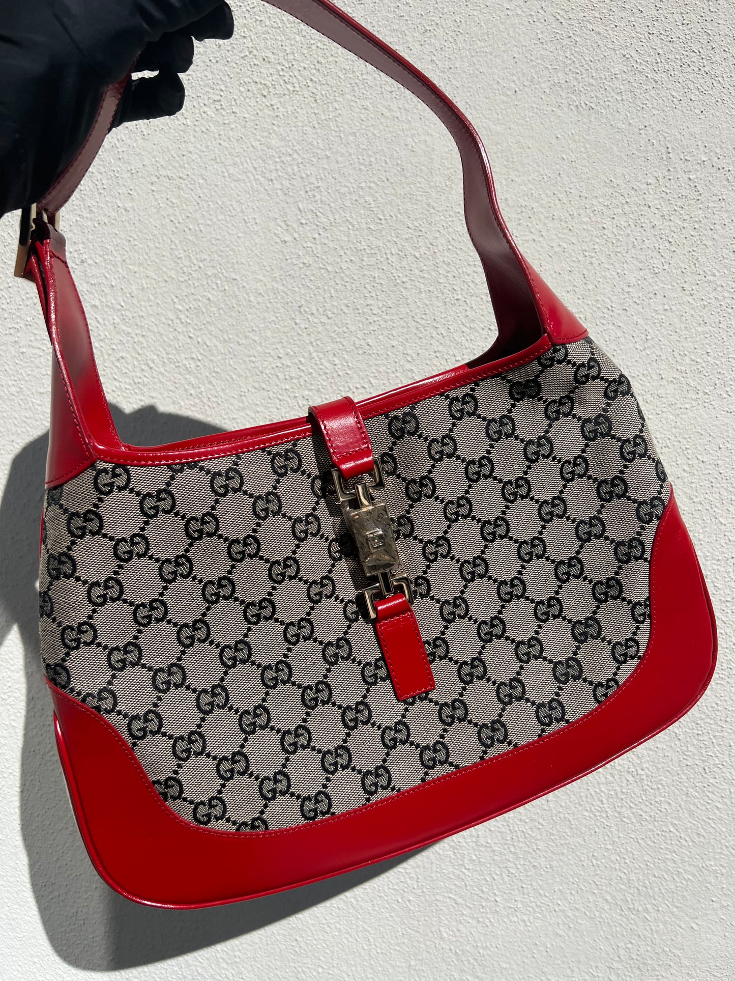 Pre-loved Gucci GG Canvas and Leather Jackie Hobo