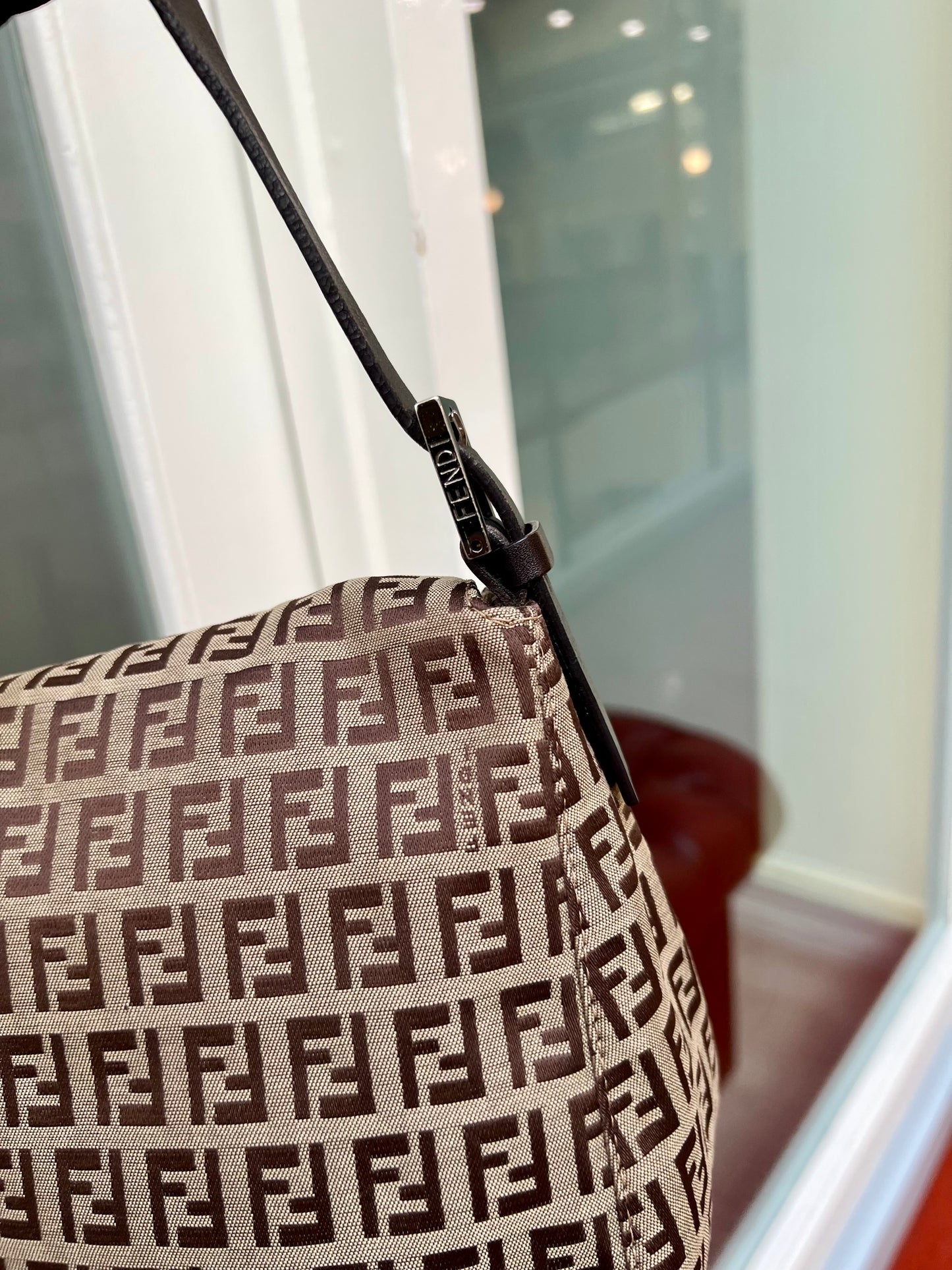 Pre-loved Fendi
20th Century Zucchino Canvas Double Flap Mamma Shoulder Bag