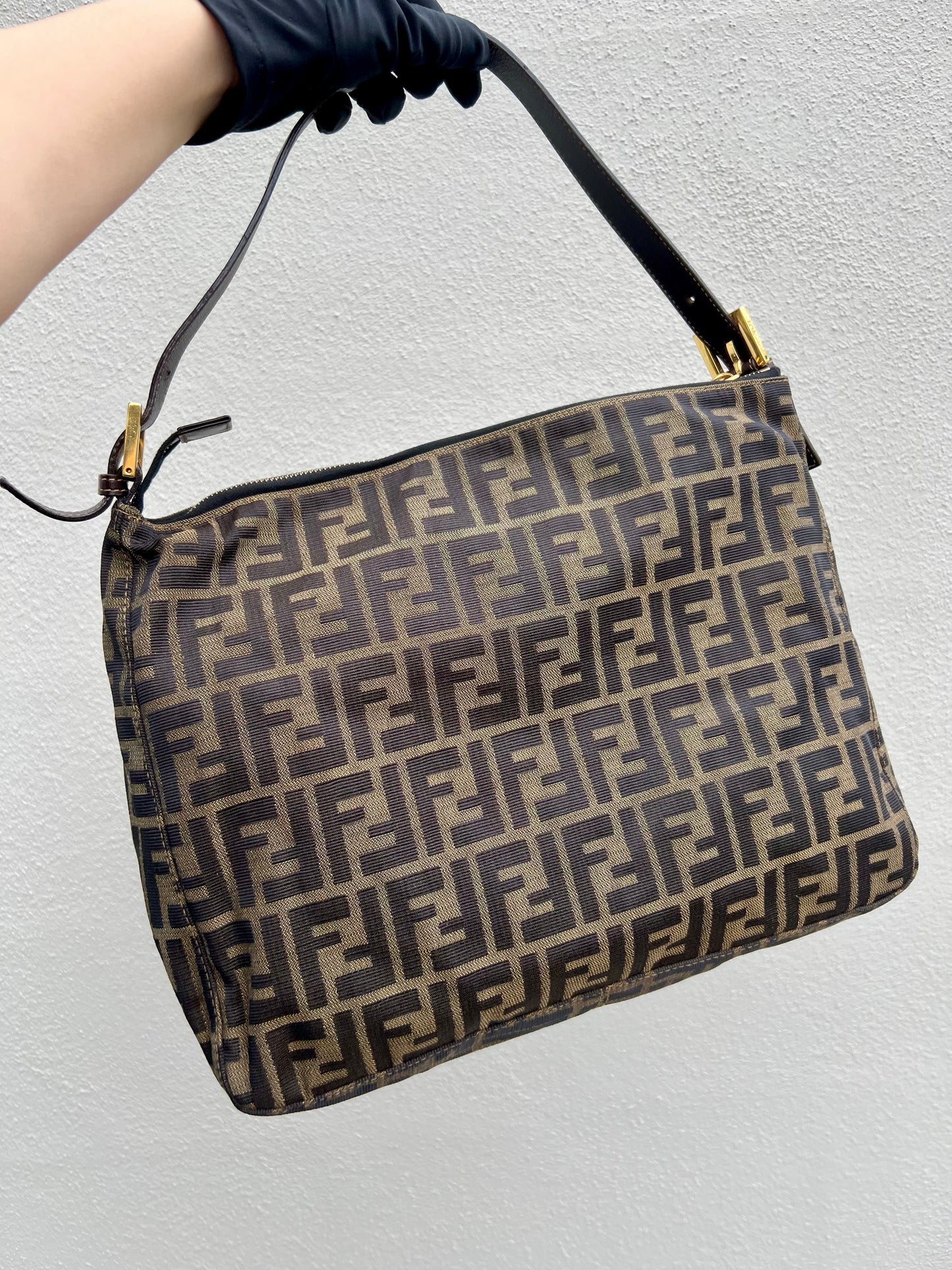 Pre-loved Fendi Large Zucca Mama Forever Zip-top Shoulder Bag