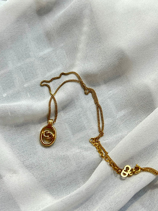 Pre-loved Christian Dior Vintage Logo-pendant Chain Necklace