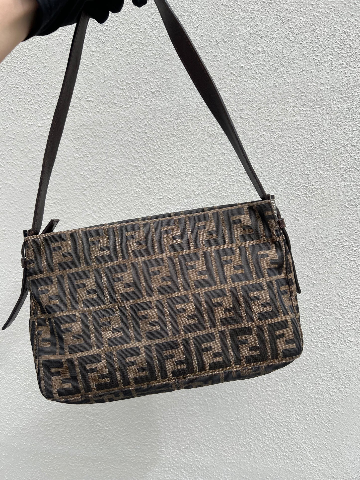 Pre-loved Fendi Zucca FF Mamma Forever Baguette Flap